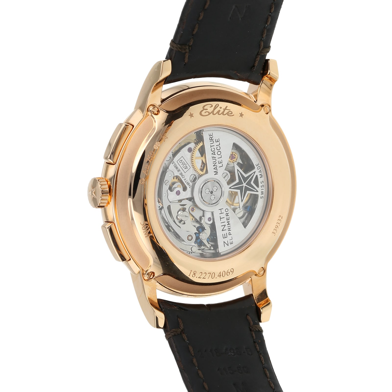 Pre-Owned Zenith Elite Automatic Rose Gold 42mm Silver Dial Watch - Image 4