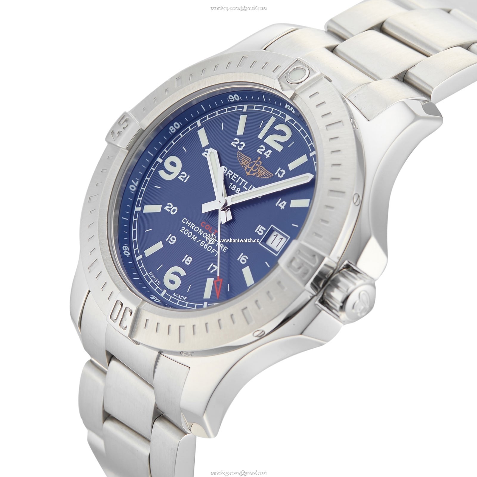 Pre-Owned Breitling Colt Quartz Watch - 44mm Blue Dial Stainless Steel - Image 2