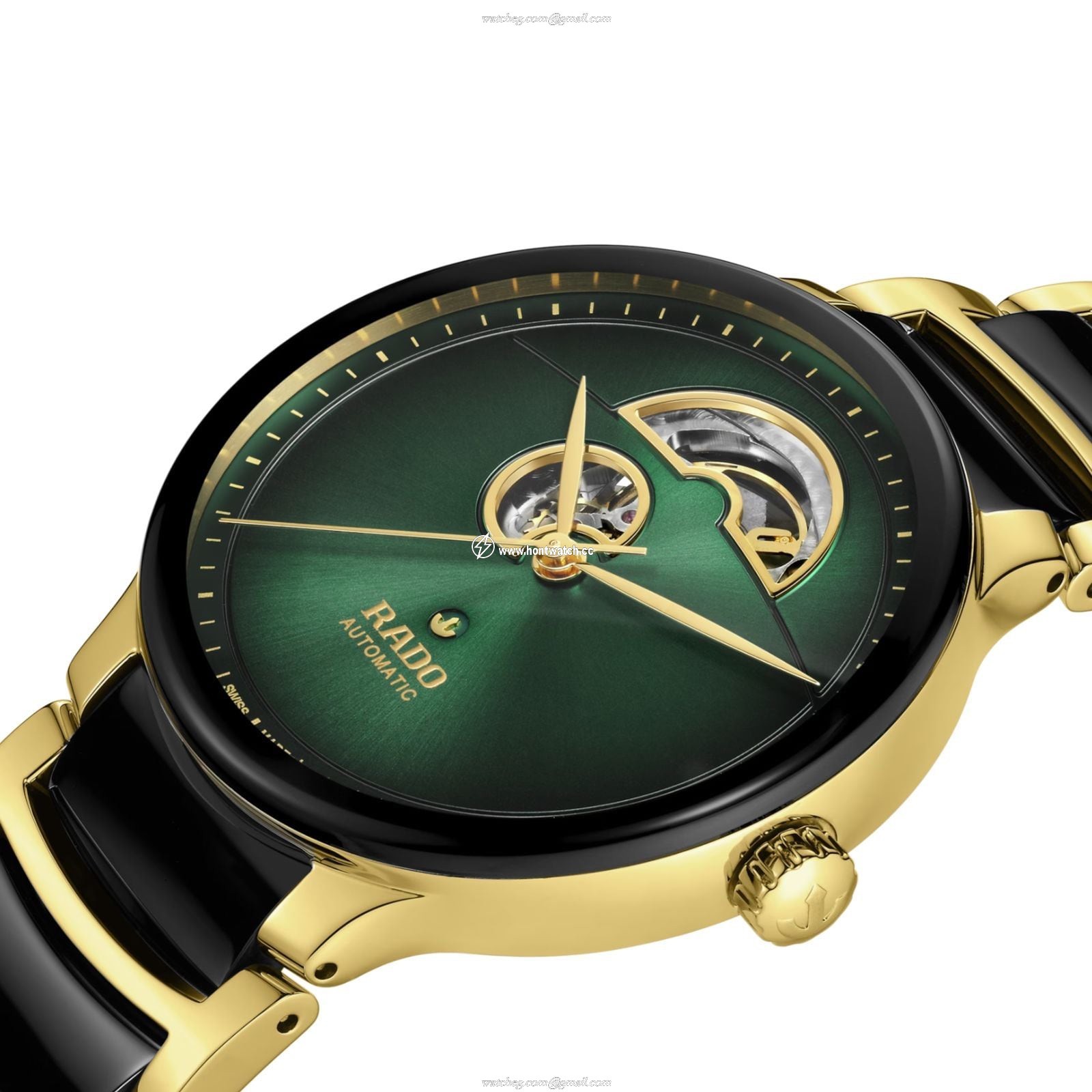 Rado Centrix Automatic Green Dial Watch | 39.5mm Stainless Steel & Gold - Image 2