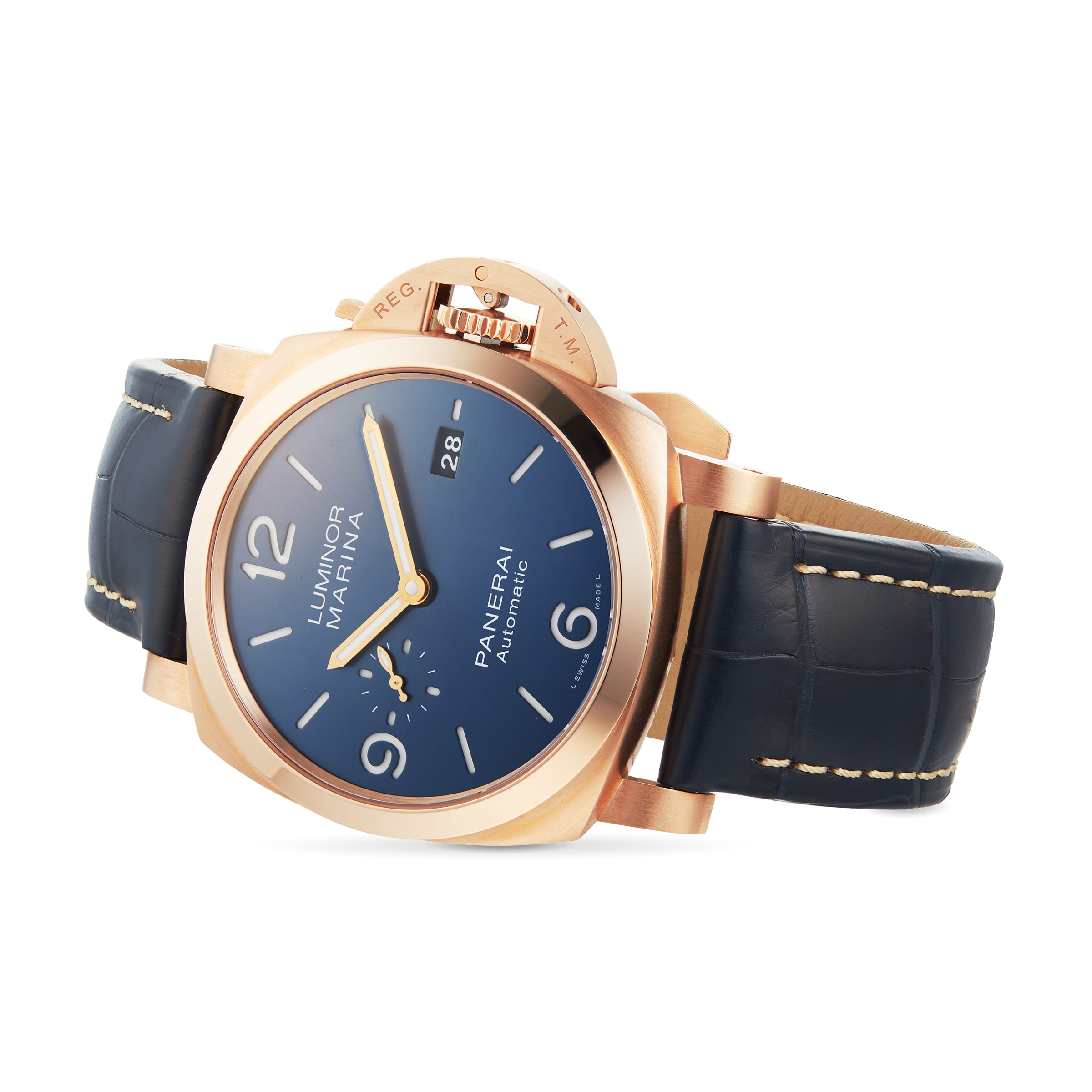 Panerai Luminor PAM01112 44mm 18ct Rose Gold Automatic Blue Watch - Image 3