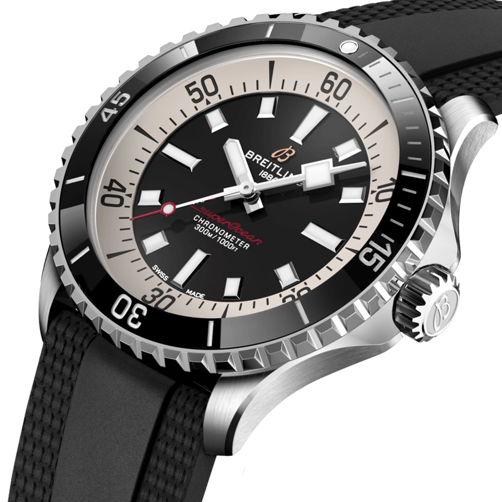 Breitling Superocean 42mm Automatic Black Dial - Stainless Steel Rubber Strap - Image 3
