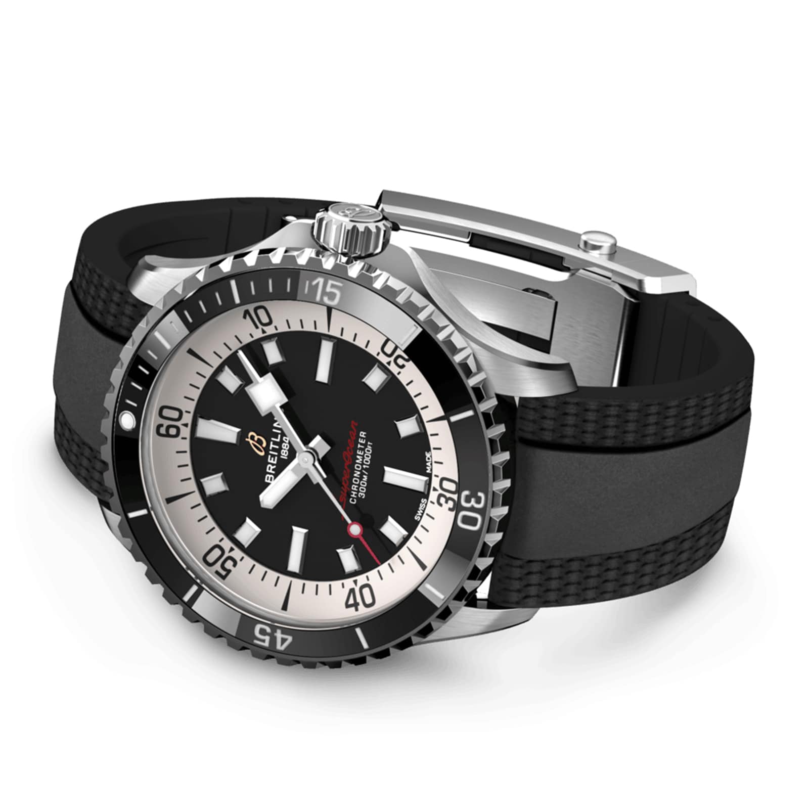 Breitling Superocean 42mm Automatic Black Dial - Stainless Steel Rubber Strap - Image 4