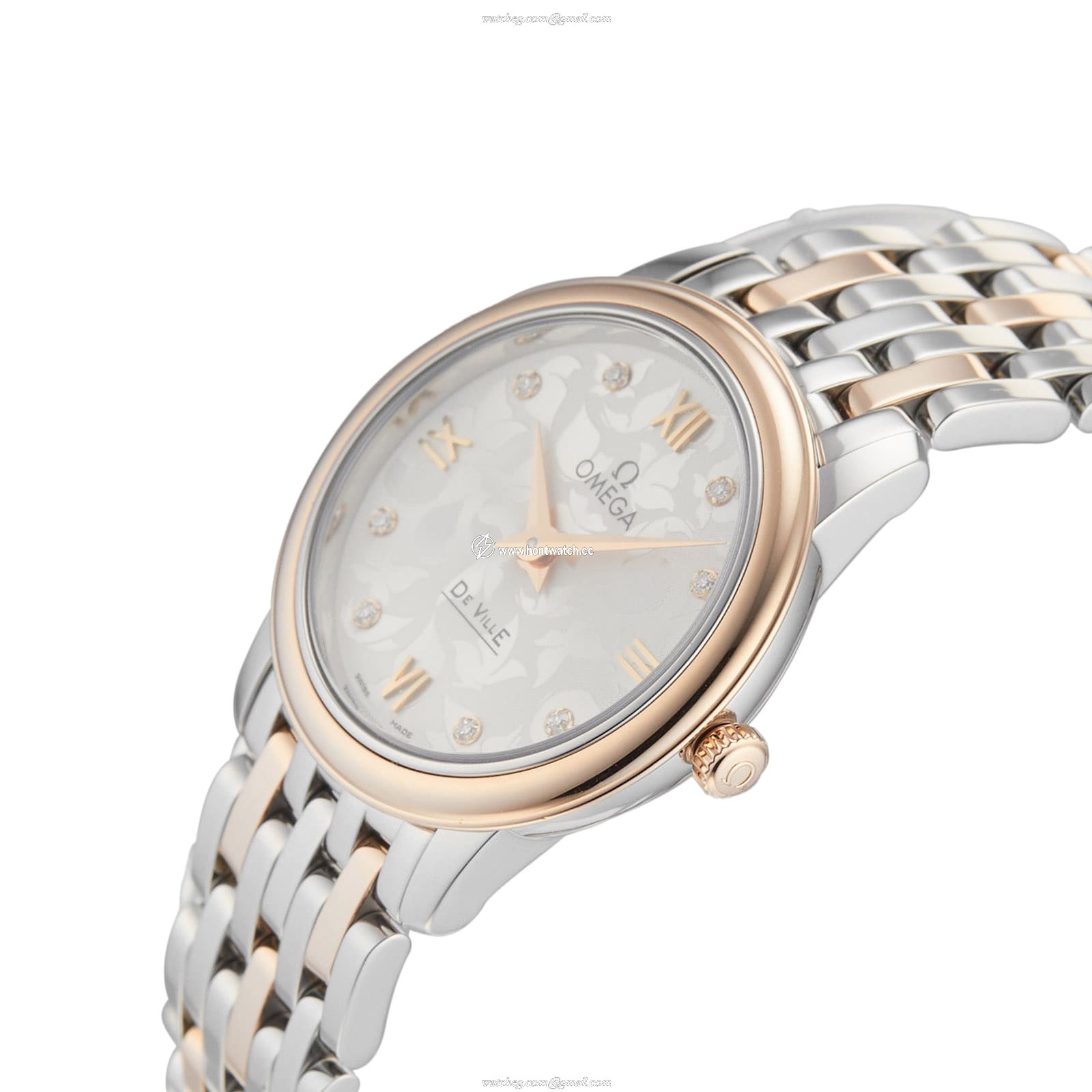 Omega De Ville Ladies Watch - 27mm Stainless Steel & Rose Gold - Quartz Silver Dial - Image 2