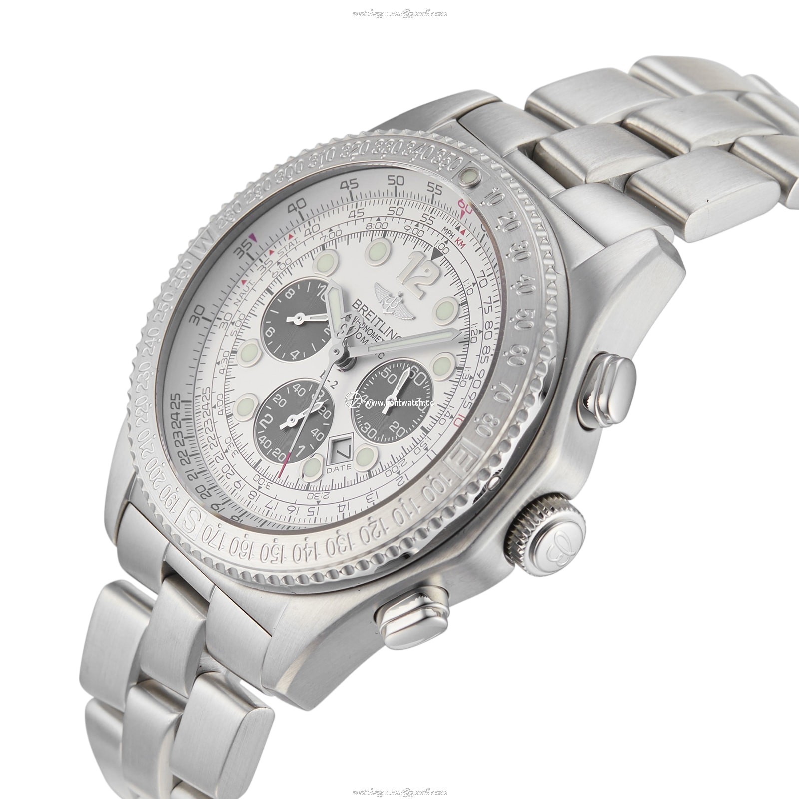 Pre-Owned Breitling B-2 Chronograph 44mm Automatic Silver Dial Watch - Image 2
