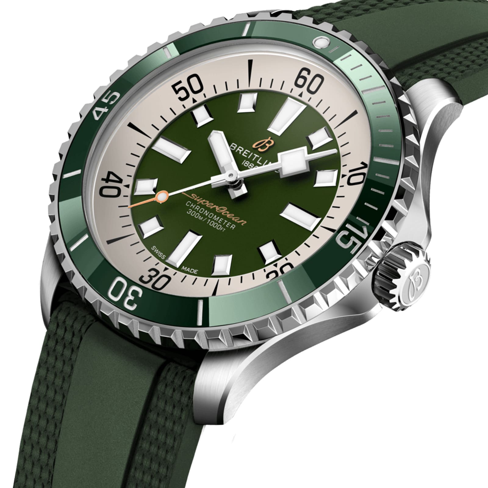 Breitling Superocean Automatic 44mm - Green Dial - Stainless Steel & Rubber Strap - Image 3