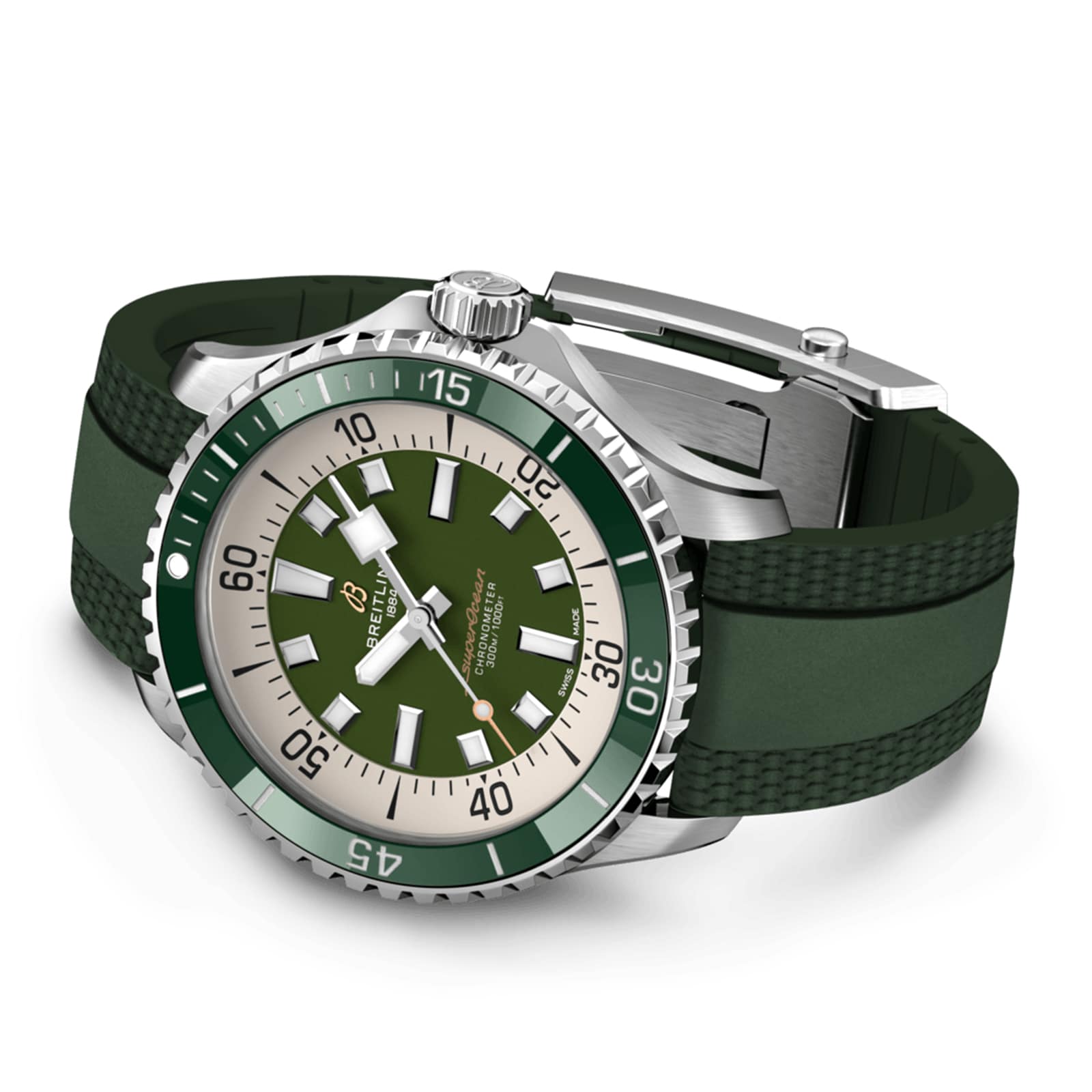 Breitling Superocean Automatic 44mm - Green Dial - Stainless Steel & Rubber Strap - Image 4