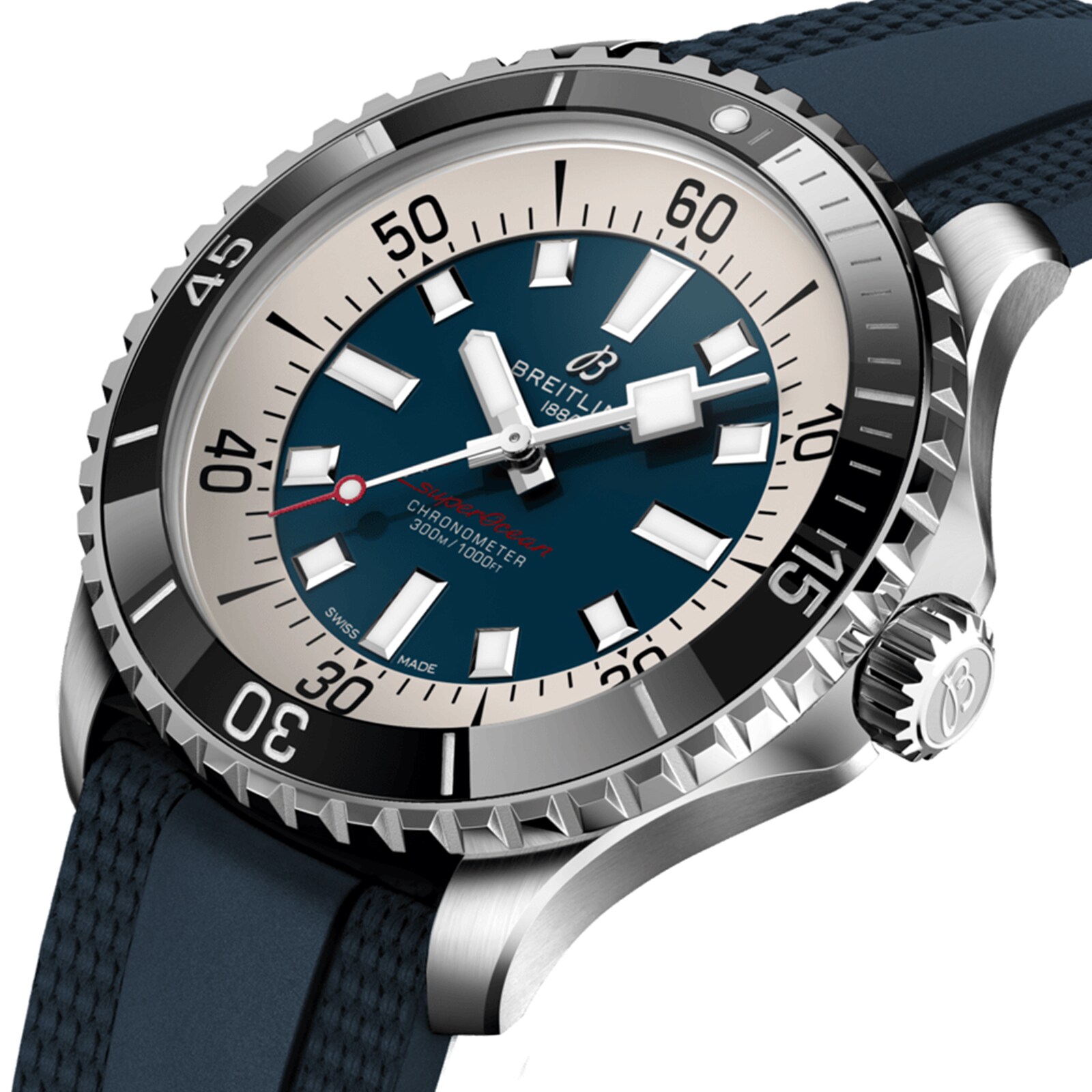 Breitling Superocean Automatic 44mm Blue Dial - Stainless Steel Rubber Strap - Image 3