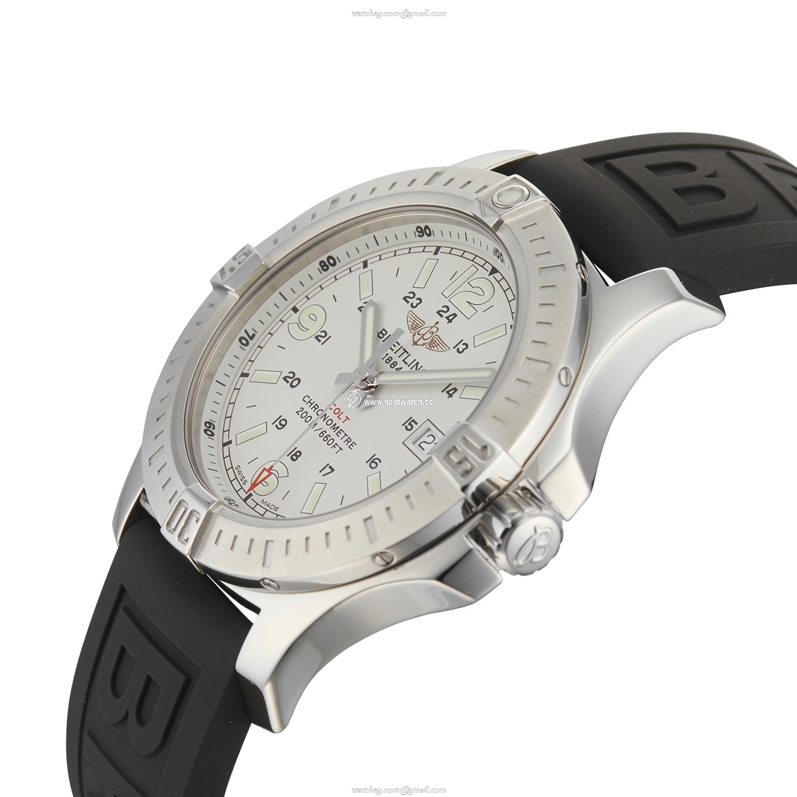 Pre-Owned Breitling Colt 44mm Quartz Watch - Silver Dial, Rubber Strap - Image 2