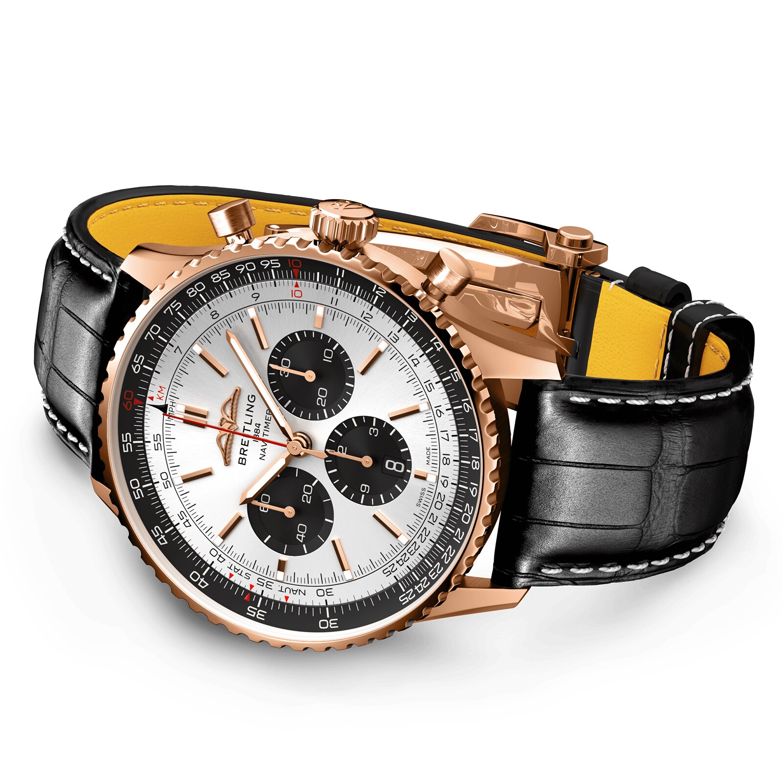 Breitling Navitimer 46mm 18ct Rose Gold Automatic Silver Dial Watch - Image 4