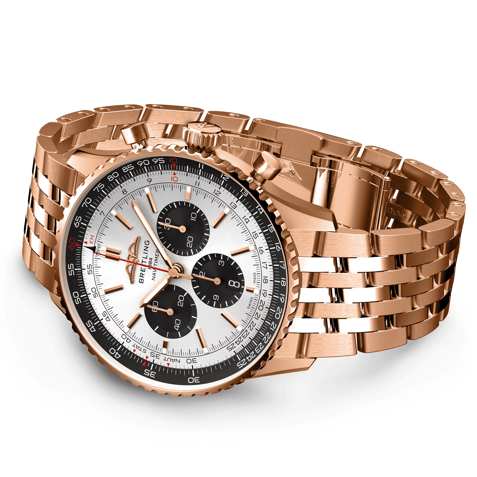 Breitling Navitimer 46mm 18ct Rose Gold Automatic Silver Dial Replica - Image 3