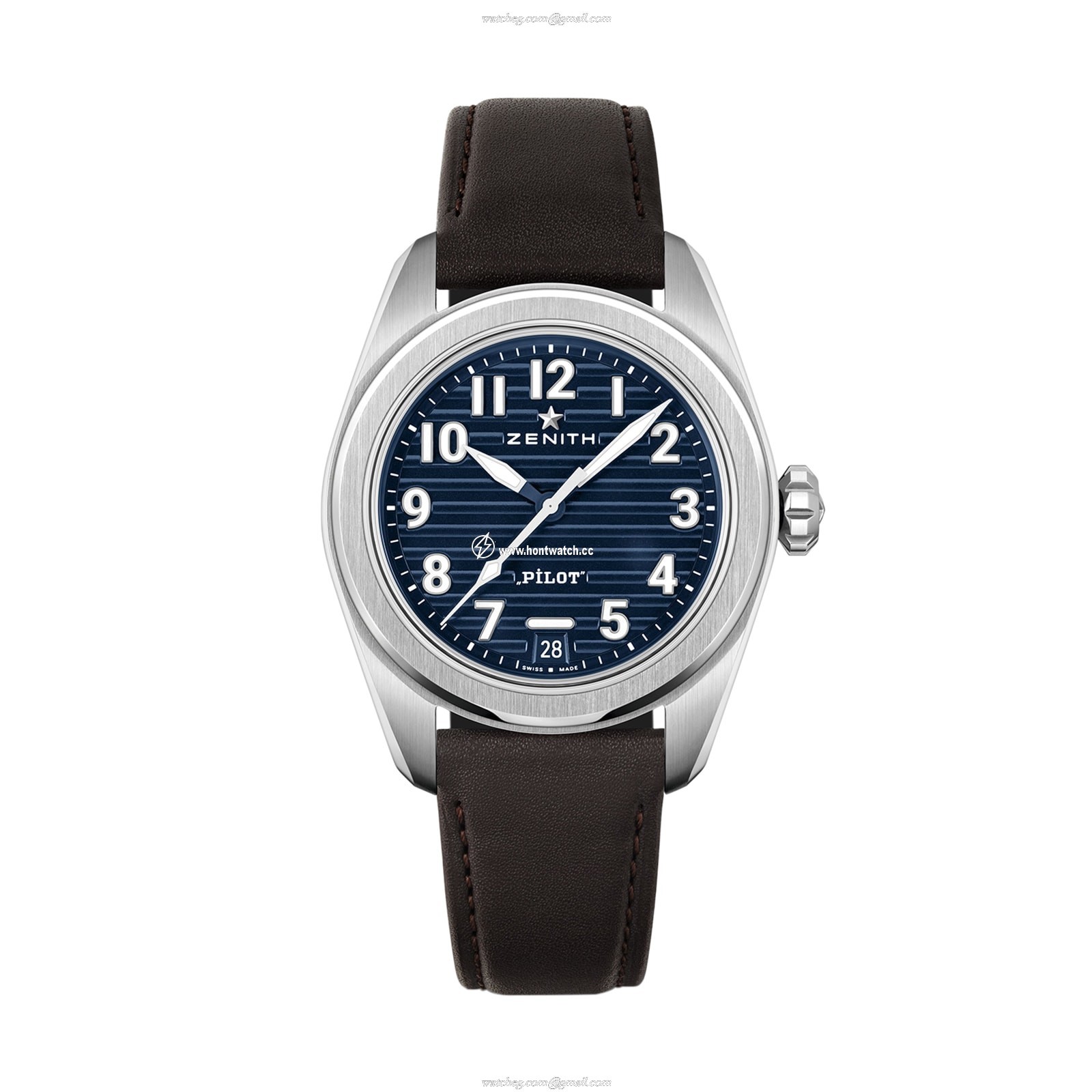 Zenith Pilot Automatic 40mm Blue Dial Stainless Steel Watch | 100m Water Resistant - Image 2