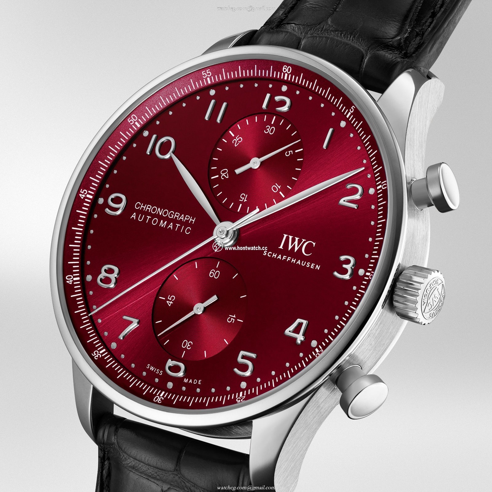 IWC Portugieser IW371616 Automatic Chronograph - 41mm Stainless Steel - Red Dial - Image 2