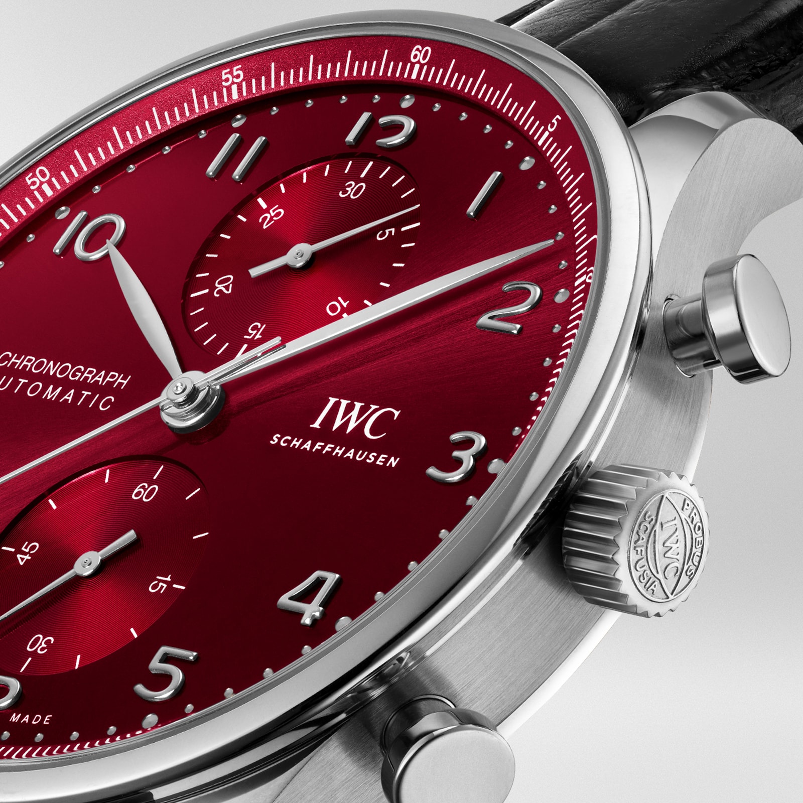 IWC Portugieser IW371616 Automatic Chronograph - 41mm Stainless Steel - Red Dial - Image 3