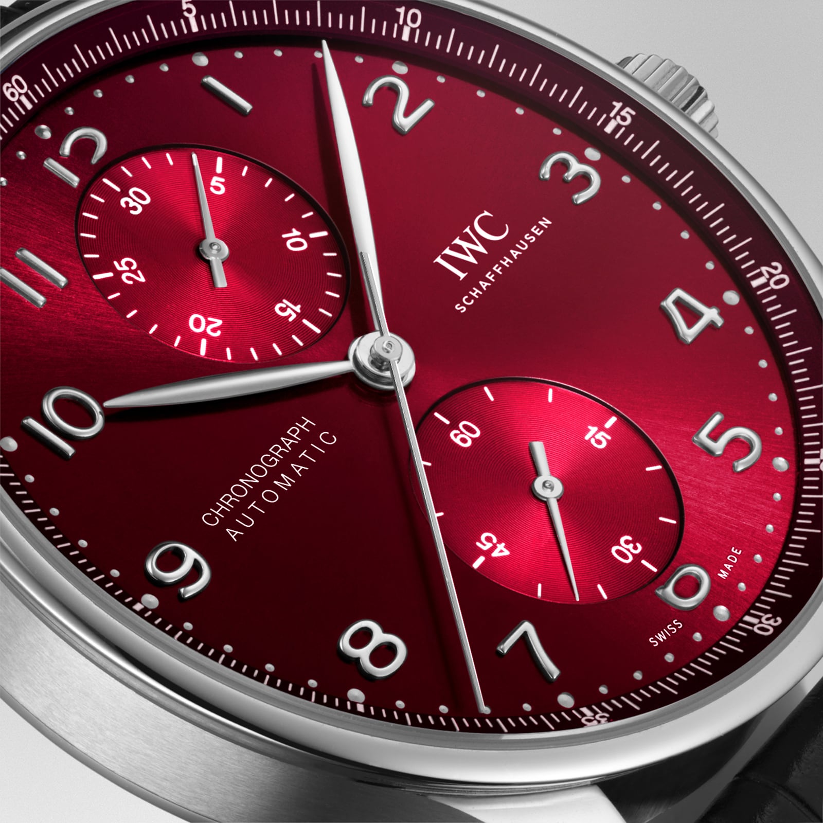 IWC Portugieser IW371616 Automatic Chronograph - 41mm Stainless Steel - Red Dial - Image 4