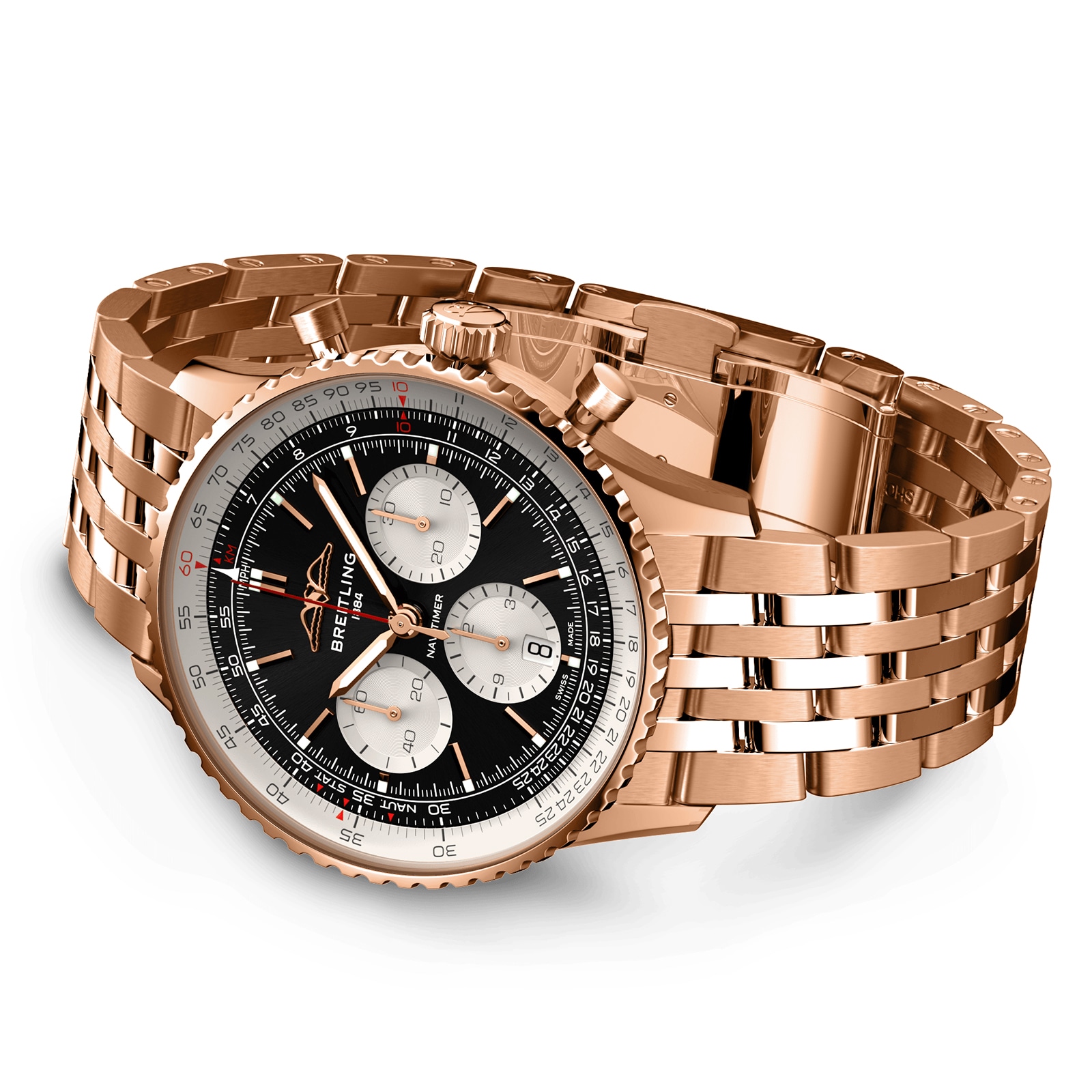 Breitling Navitimer 43mm 18ct Rose Gold Automatic Black Dial Replica - Image 3