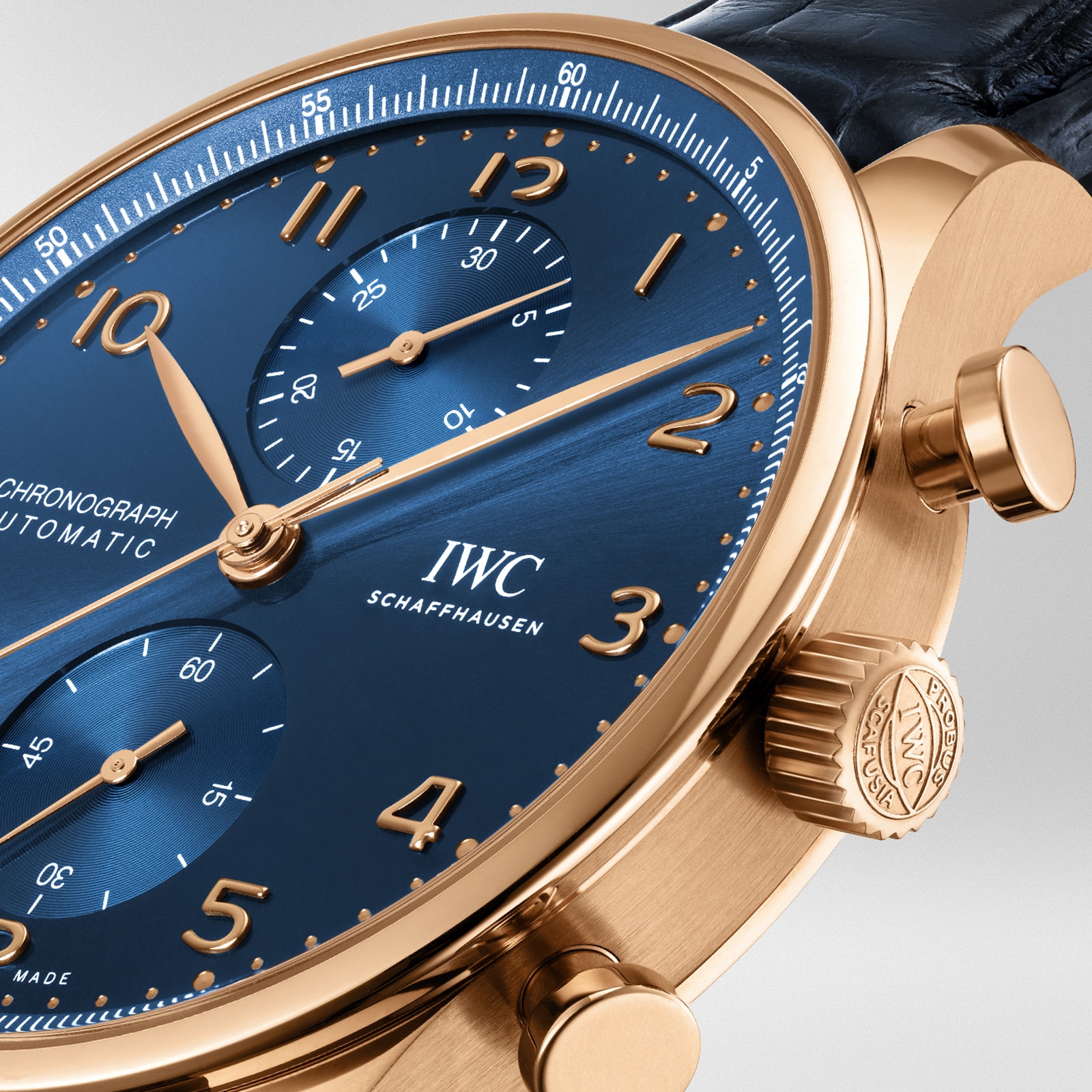 IWC Portugieser IW371614 Automatic Chronograph - 41mm 18ct Rose Gold Blue Dial - Image 3