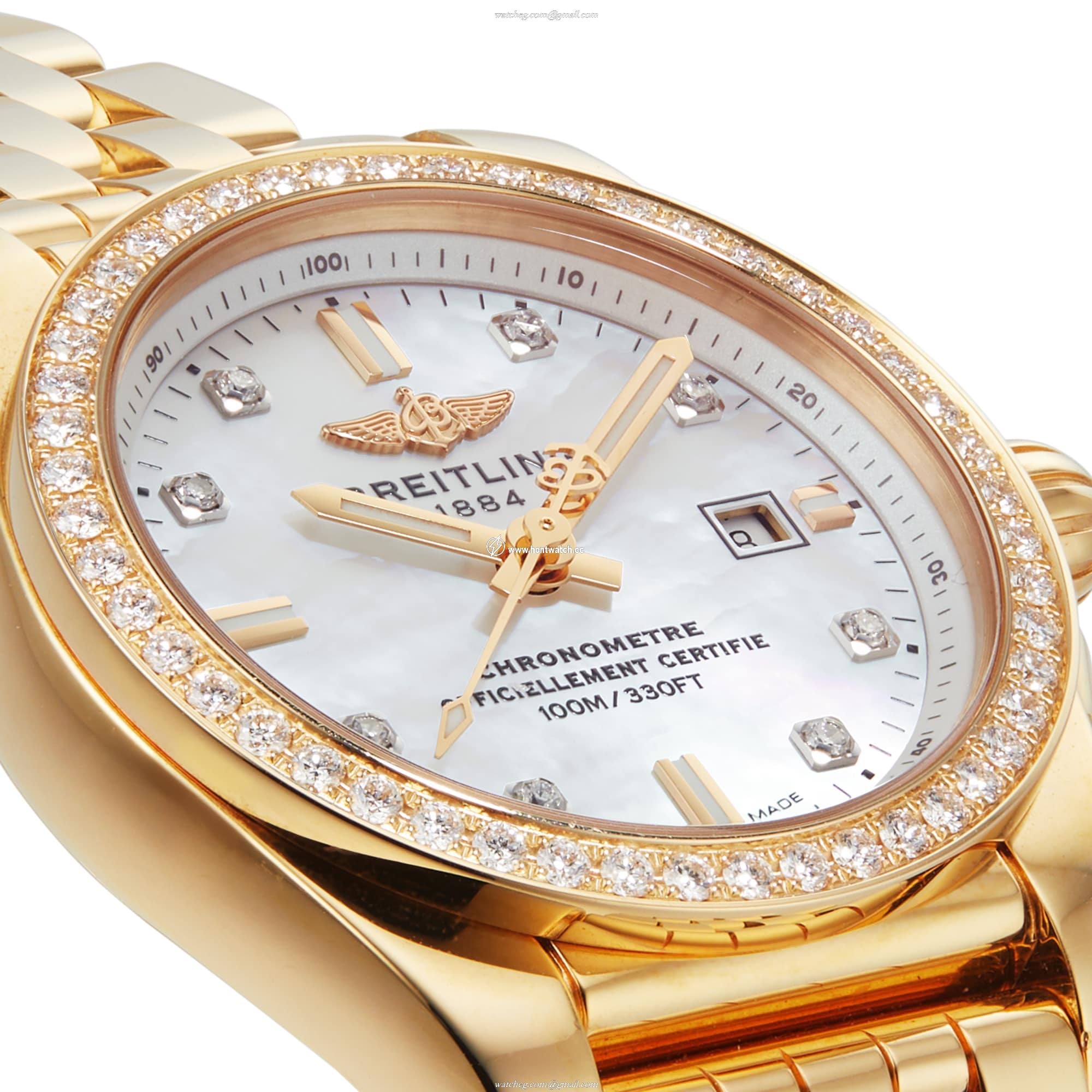 Breitling Galactic 18ct Rose Gold Quartz Watch - 29mm White Dial - Image 2