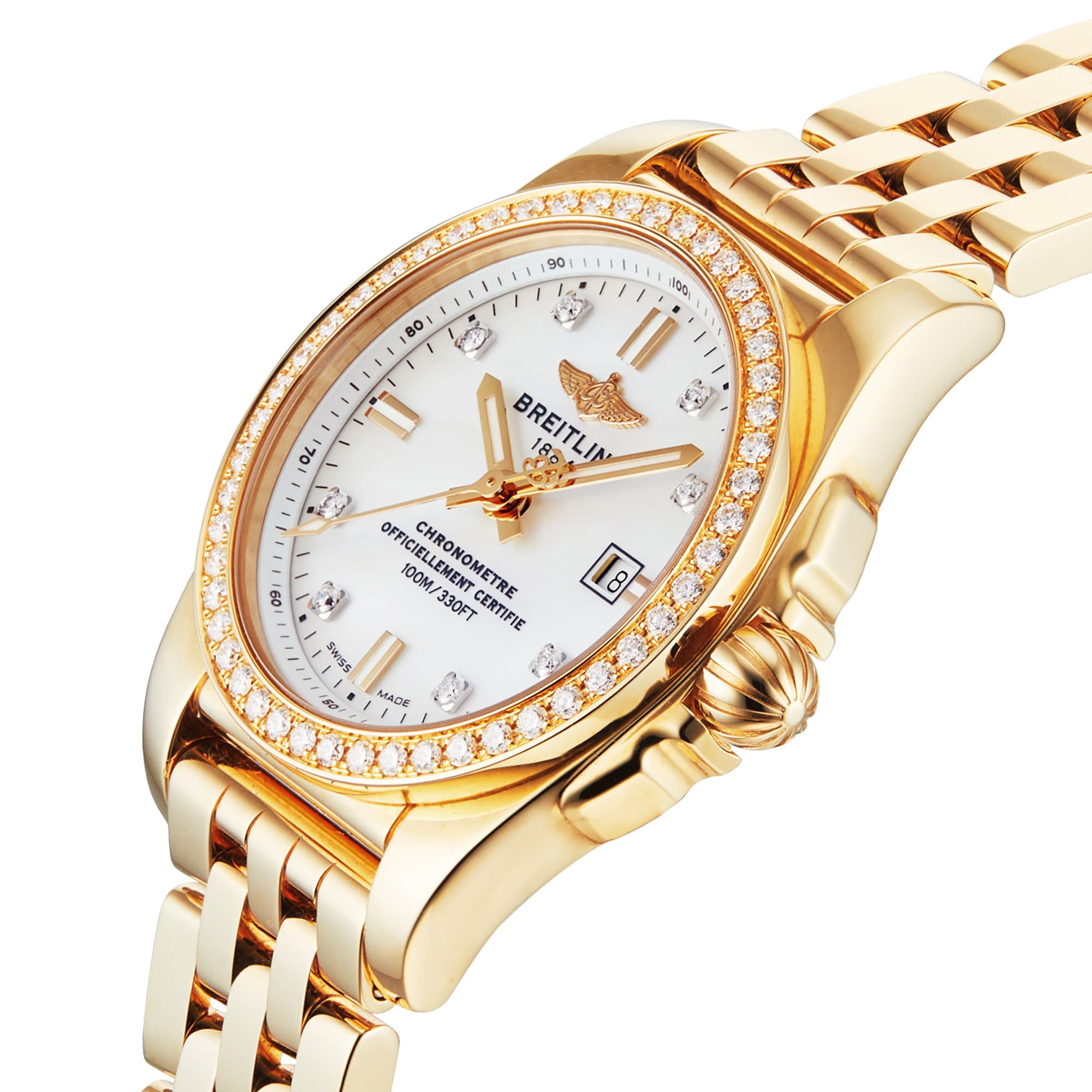 Breitling Galactic 18ct Rose Gold Quartz Watch - 29mm White Dial - Image 4