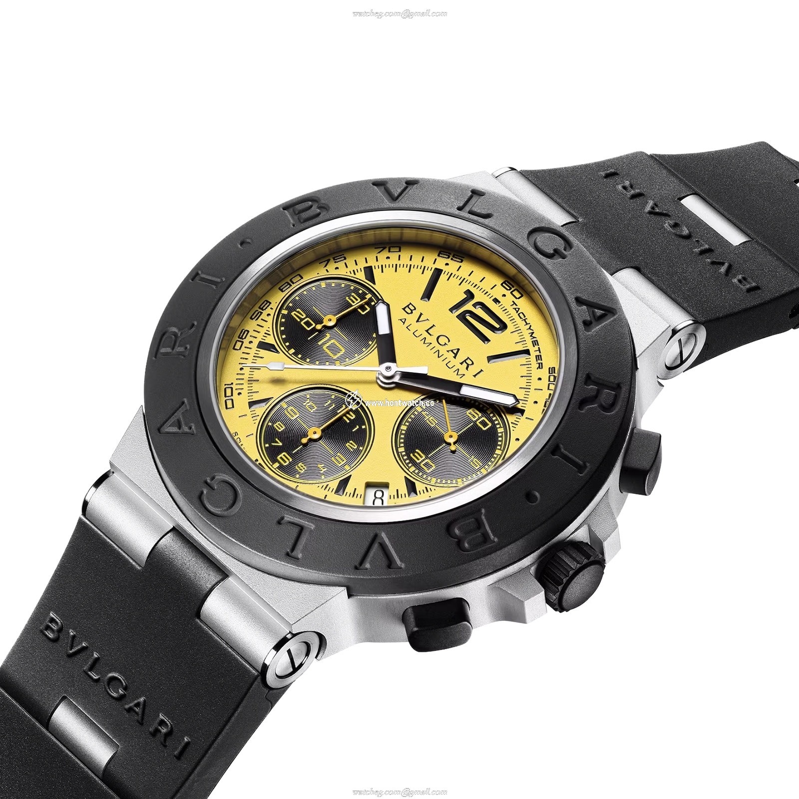 BVLGARI Aluminium 104006 Automatic Watch - 41mm Yellow Dial | Rubber Strap - Image 2