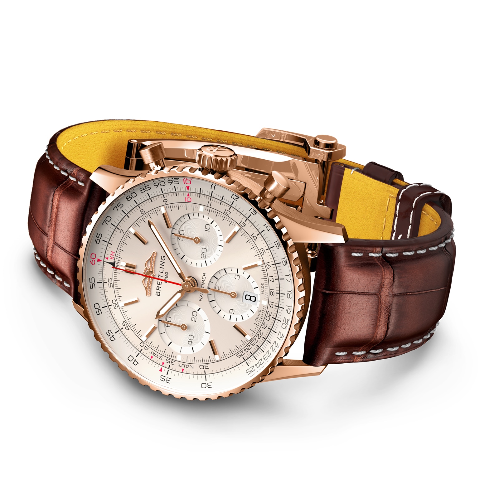 Breitling Navitimer 41mm 18ct Rose Gold Automatic Silver Dial Replica - Image 4