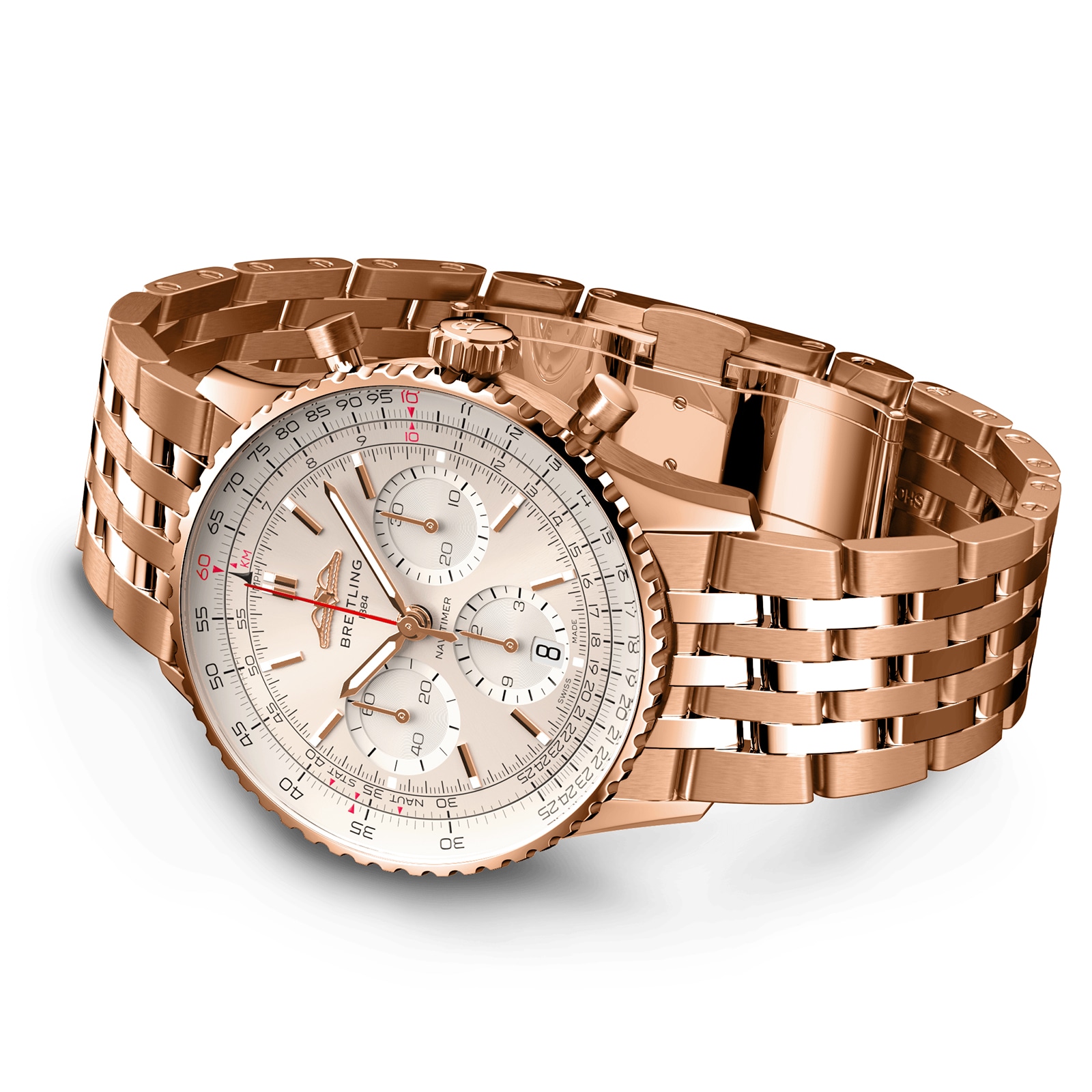 Breitling Navitimer 41mm 18ct Rose Gold Automatic Silver Dial Replica - Image 3