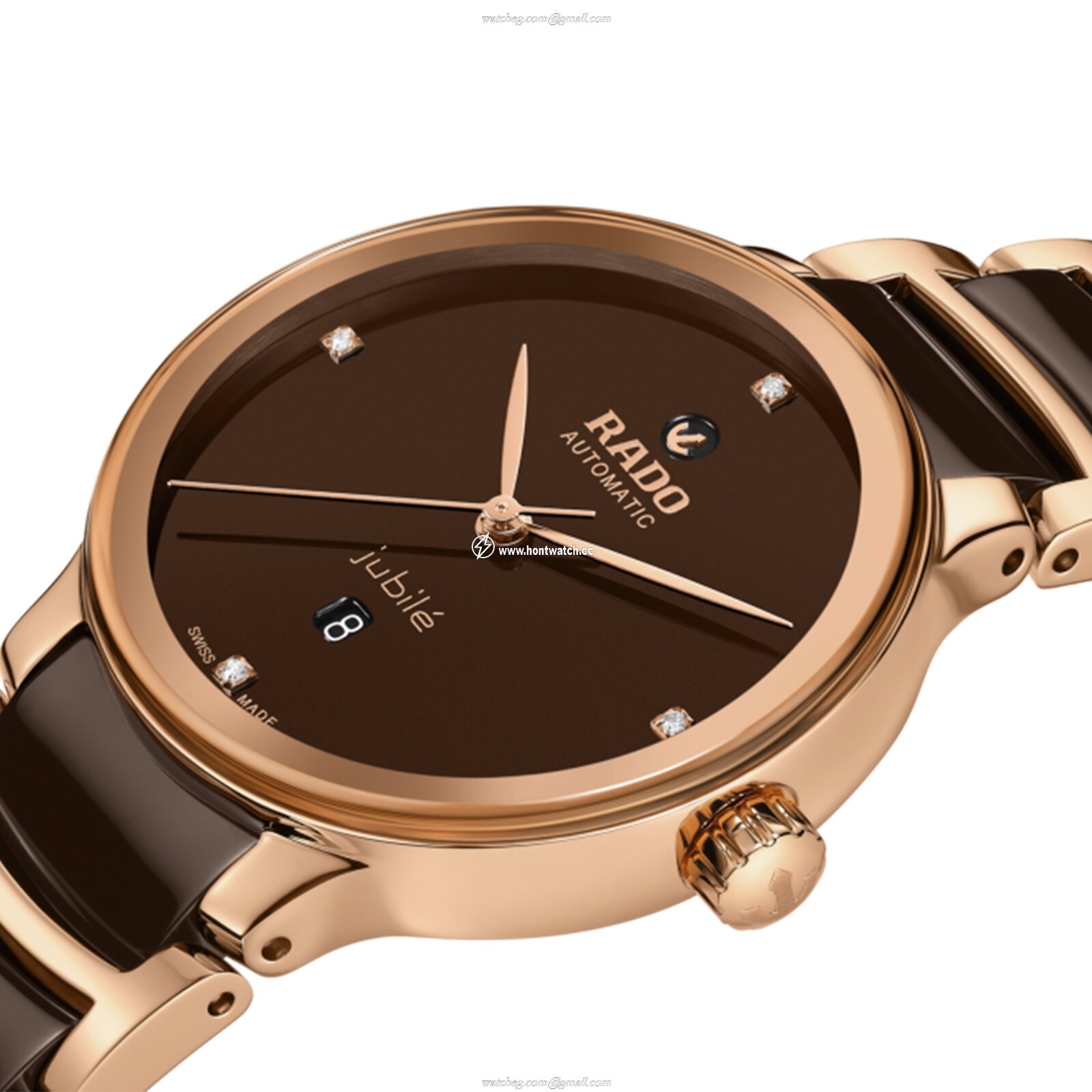 Rado Centrix Automatic Diamond Brown Watch | 30.5mm Stainless Steel & Rose Gold - Image 2