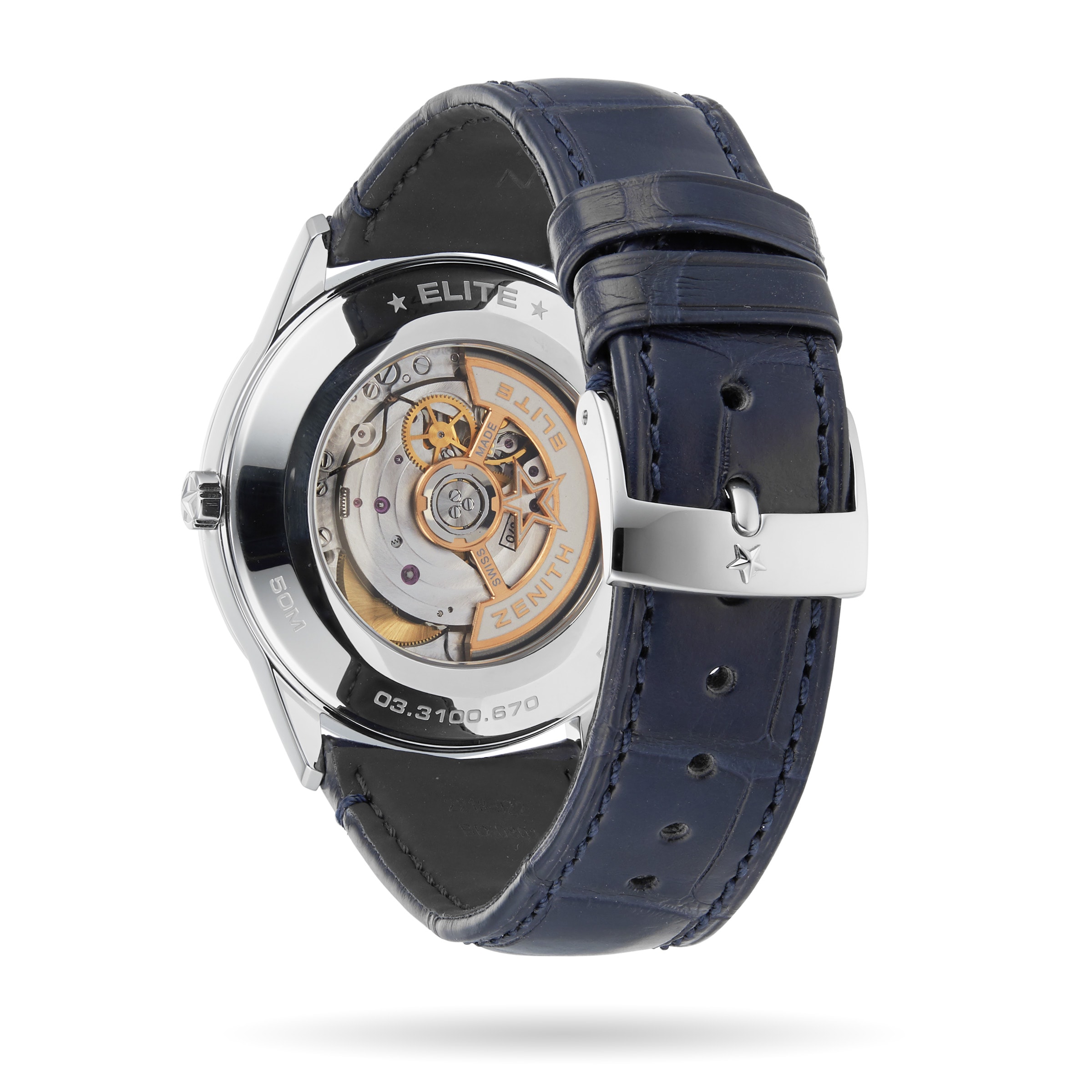 Zenith Elite 03.3100.670 Automatic Blue Dial Watch - 40.5mm Stainless Steel - Image 3