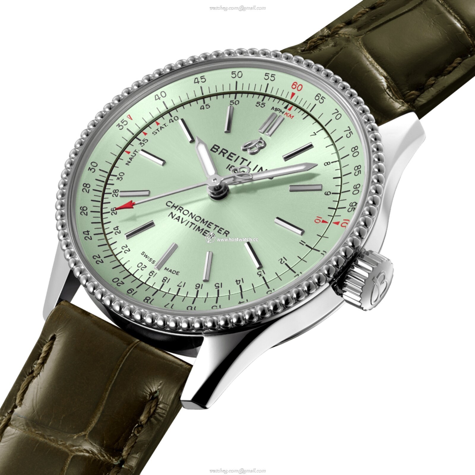 Breitling Navitimer 35mm Automatic Green Dial - Stainless Steel Watch - Image 2
