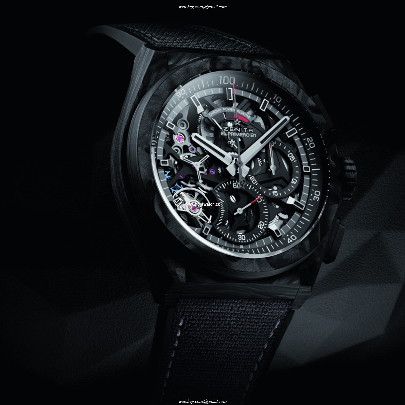 Zenith Defy Forged Carbon Manual Winding Blue Watch - 44mm Case | Replica - Image 2