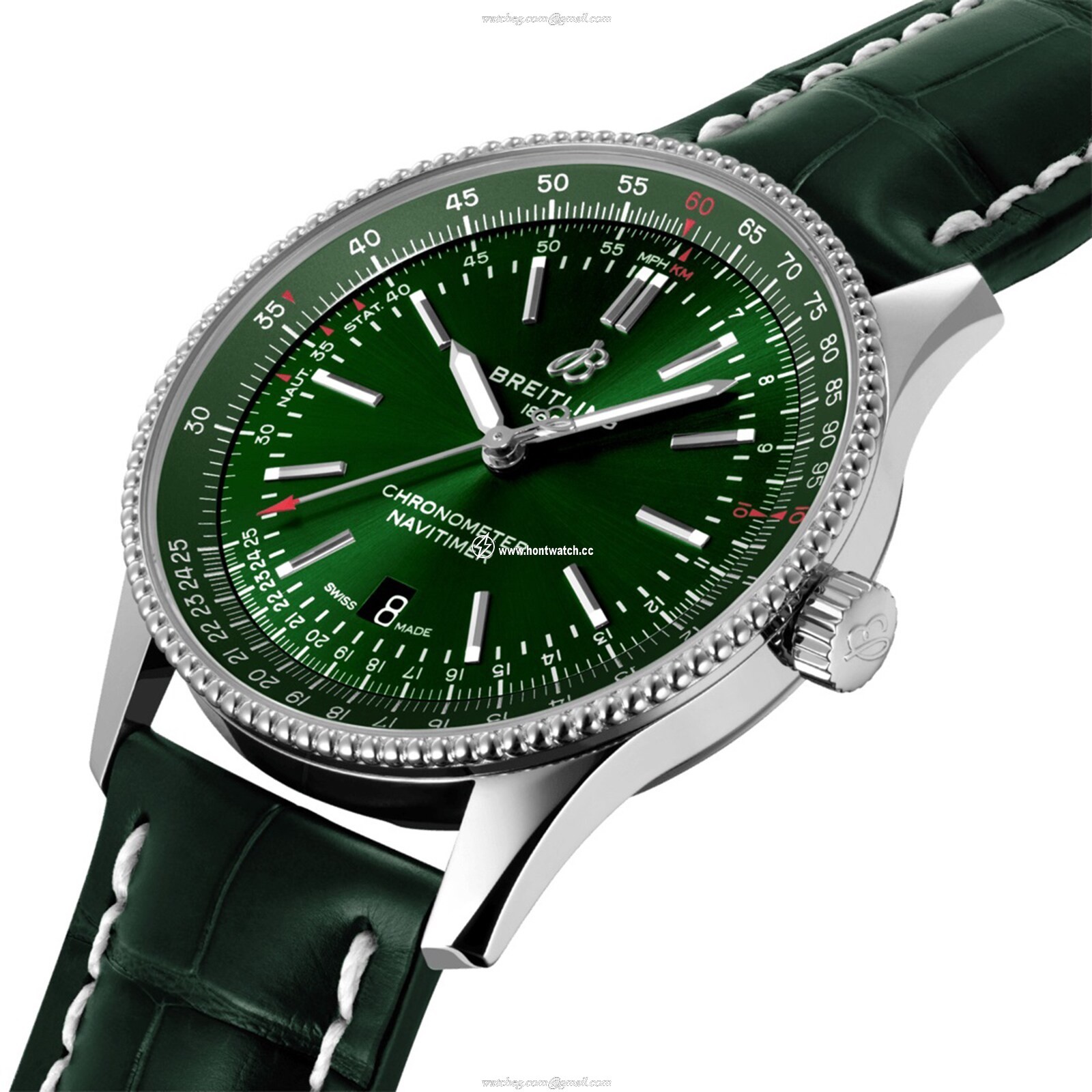 Breitling Navitimer 41mm Automatic Green Dial Stainless Steel Watch - Image 2