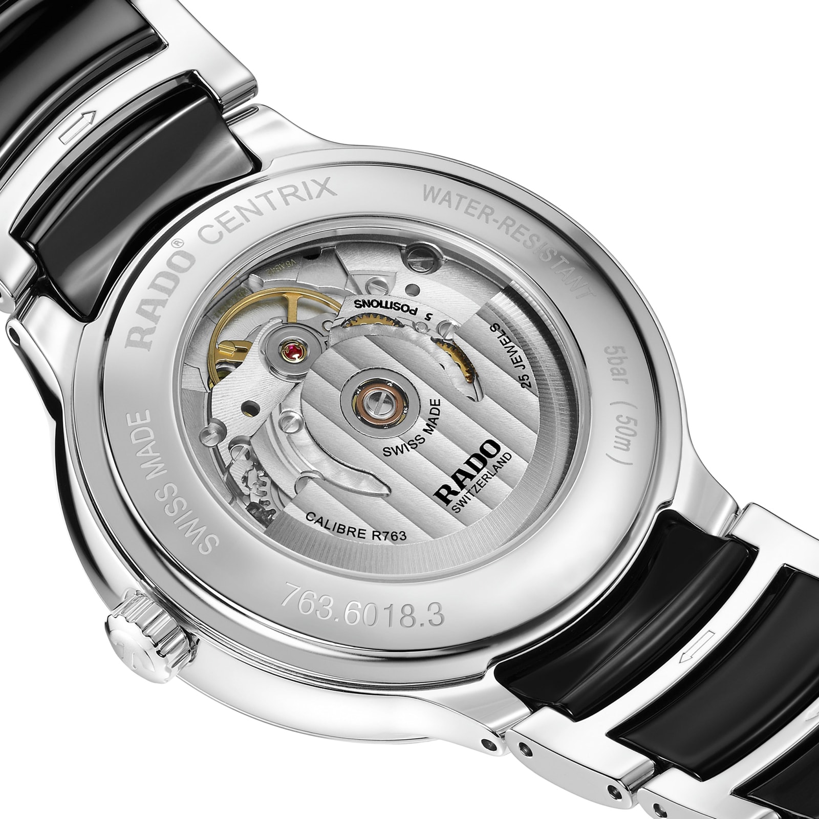 Rado Centrix Automatic Watch - Black Dial & Diamond Markers | 39.5mm - Image 4