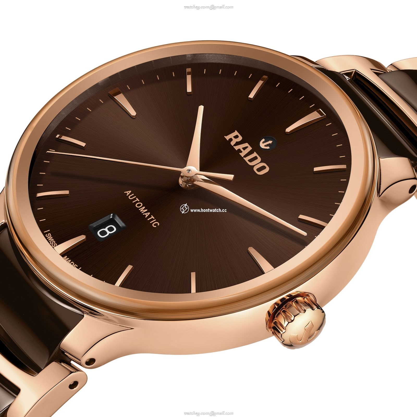 Rado Centrix R30017302 Automatic Watch - Brown Dial | 39.5mm Stainless Steel & Rose Gold - Image 2