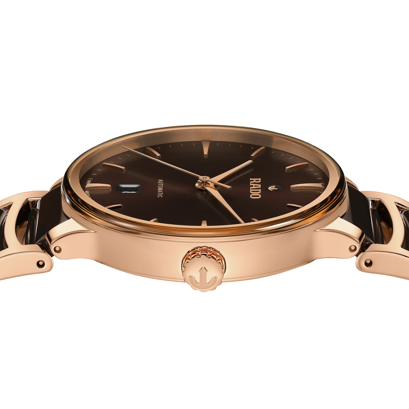 Rado Centrix R30017302 Automatic Watch - Brown Dial | 39.5mm Stainless Steel & Rose Gold - Image 3