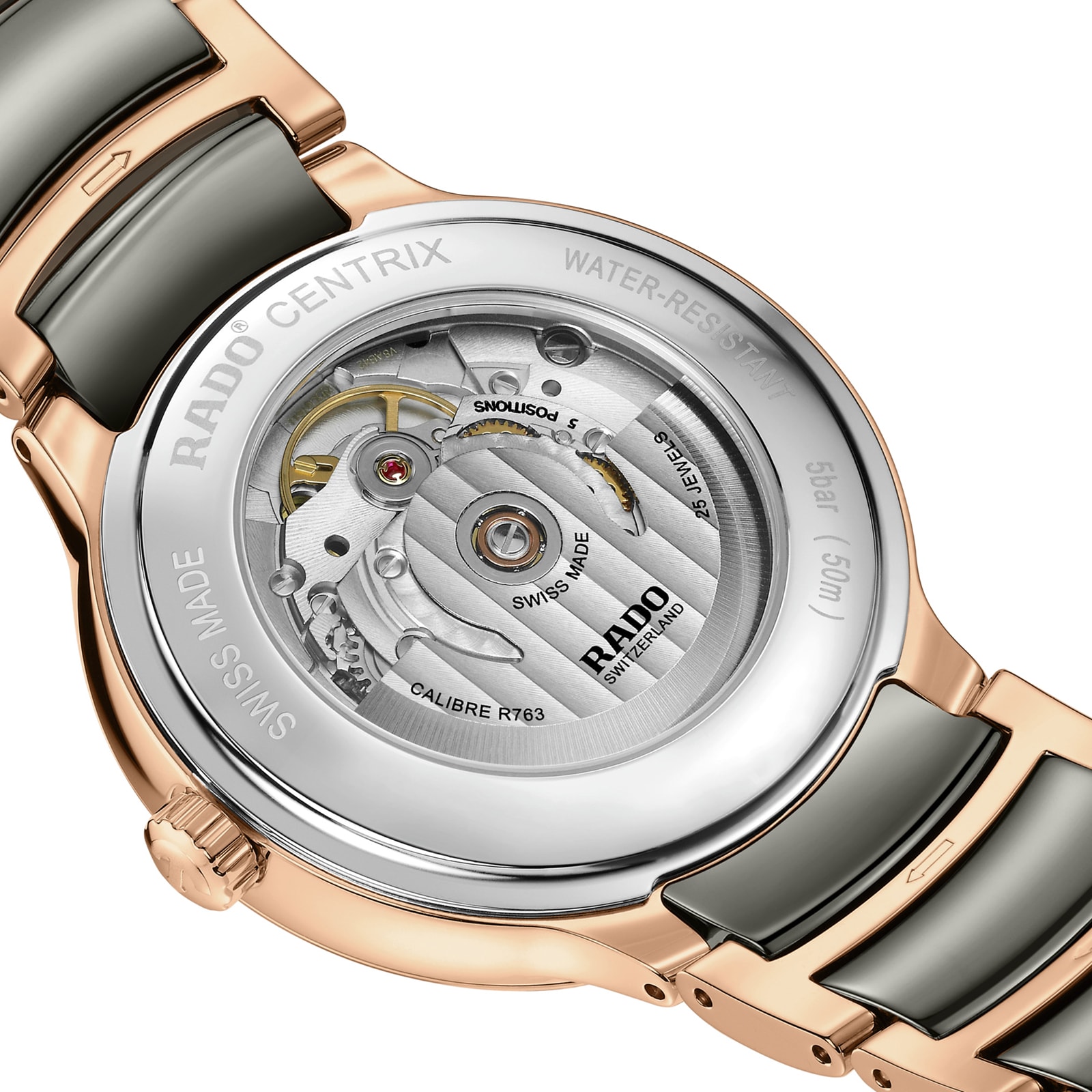 Rado Centrix R30017012 Automatic Watch - Silver Dial - 39.5mm Stainless Steel & Rose Gold - Image 4