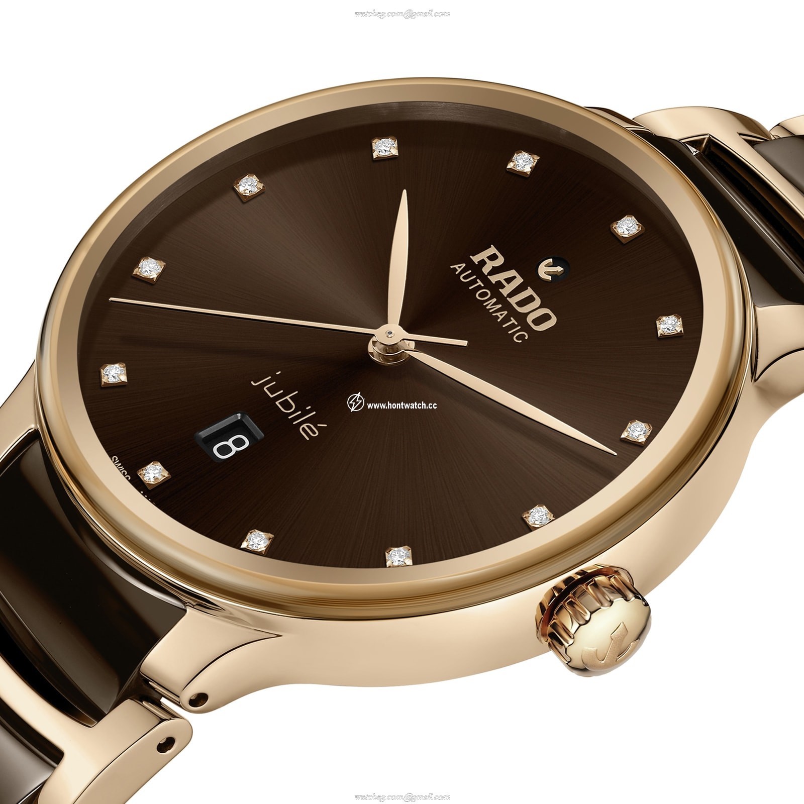Rado Centrix Automatic Brown Watch - 39.5mm Stainless Steel & Diamonds - Image 2