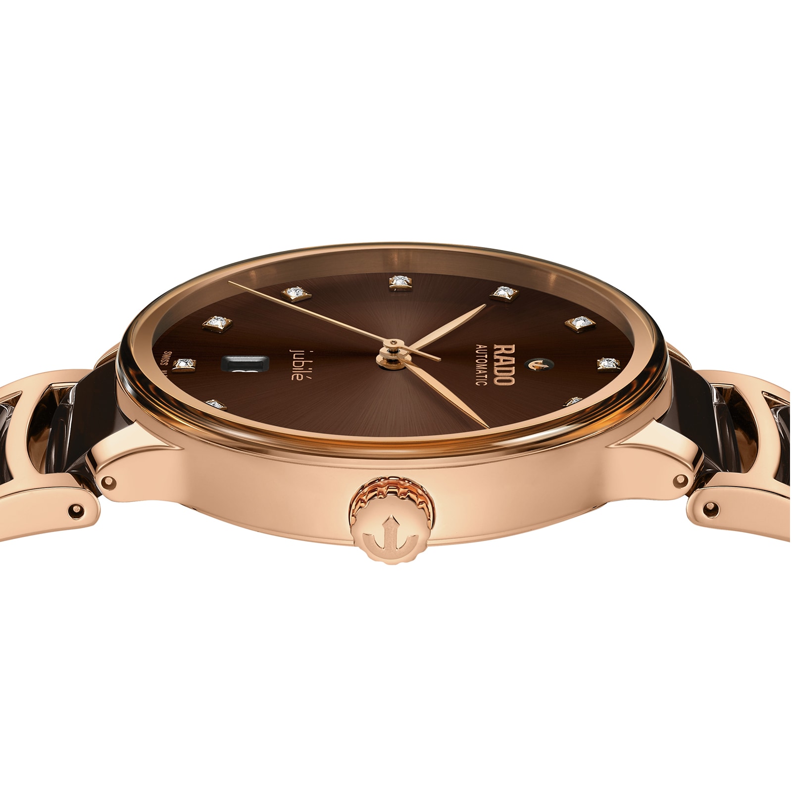 Rado Centrix Automatic Brown Watch - 39.5mm Stainless Steel & Diamonds - Image 3