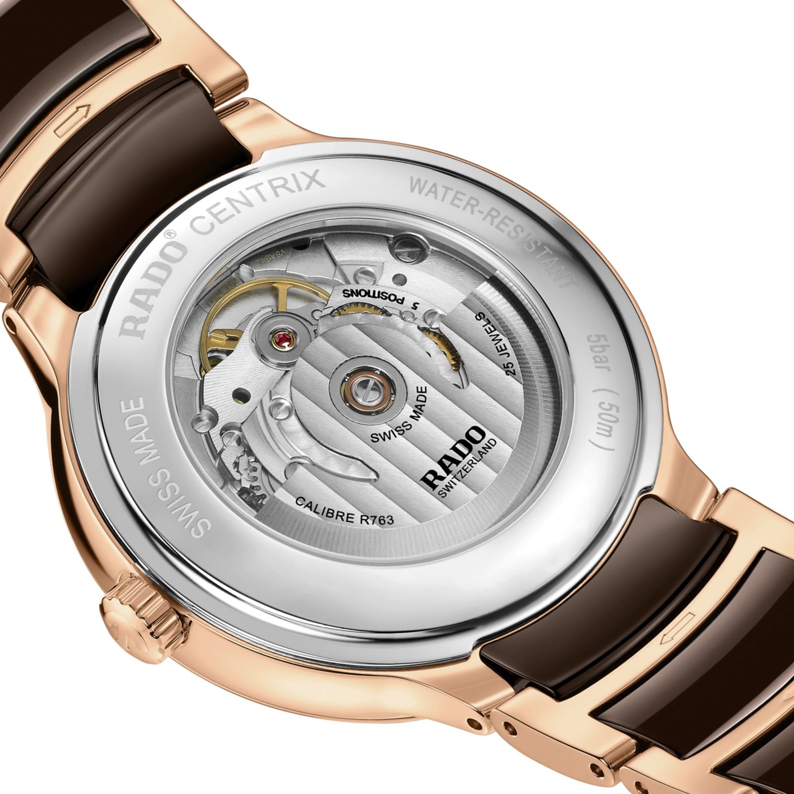 Rado Centrix Automatic Brown Watch - 39.5mm Stainless Steel & Diamonds - Image 4