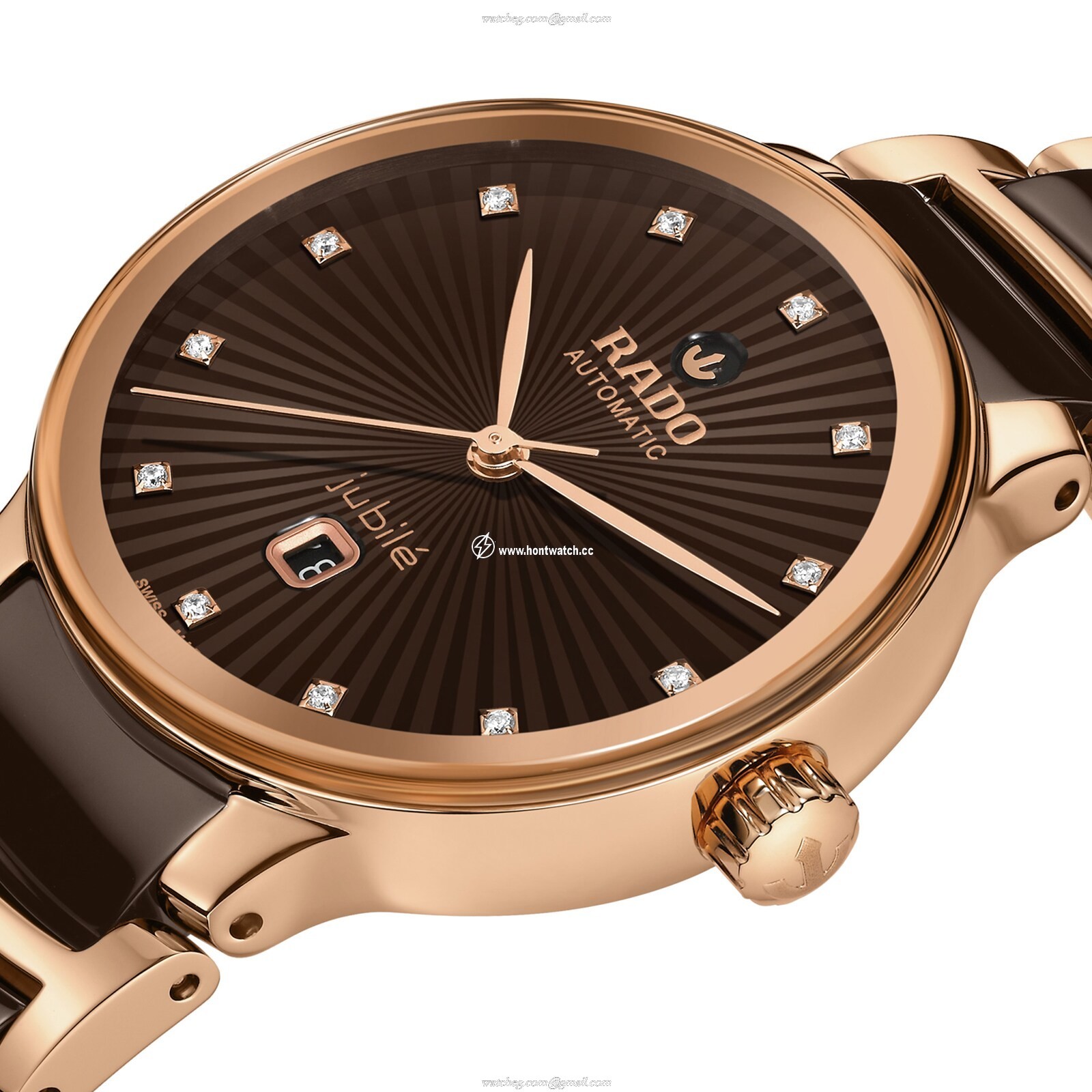 Rado Centrix Automatic Watch - Brown Dial | Stainless Steel & Rose Gold - Image 2