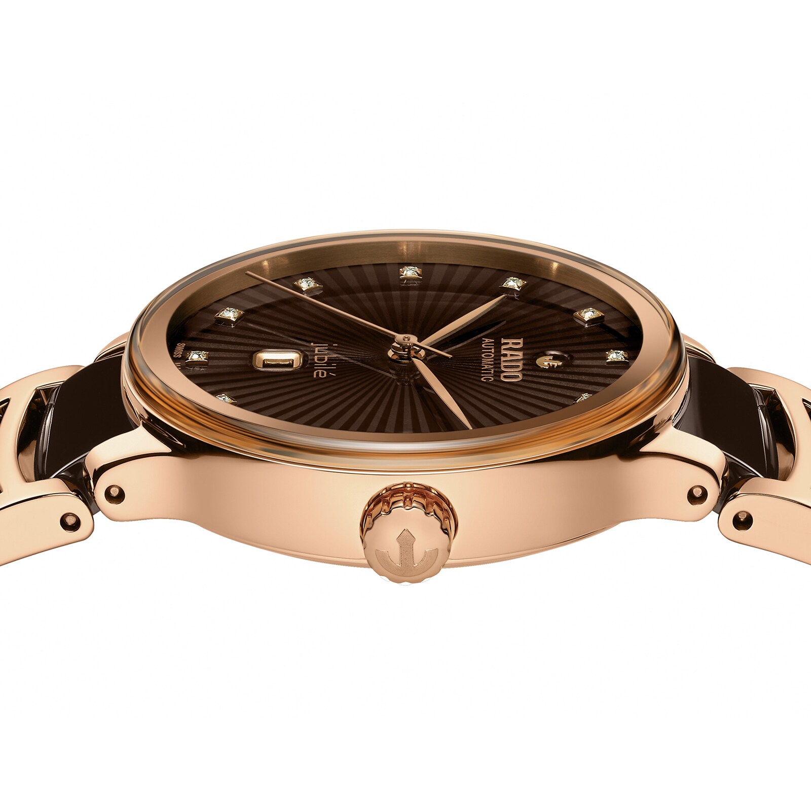 Rado Centrix Automatic Watch - Brown Dial | Stainless Steel & Rose Gold - Image 3
