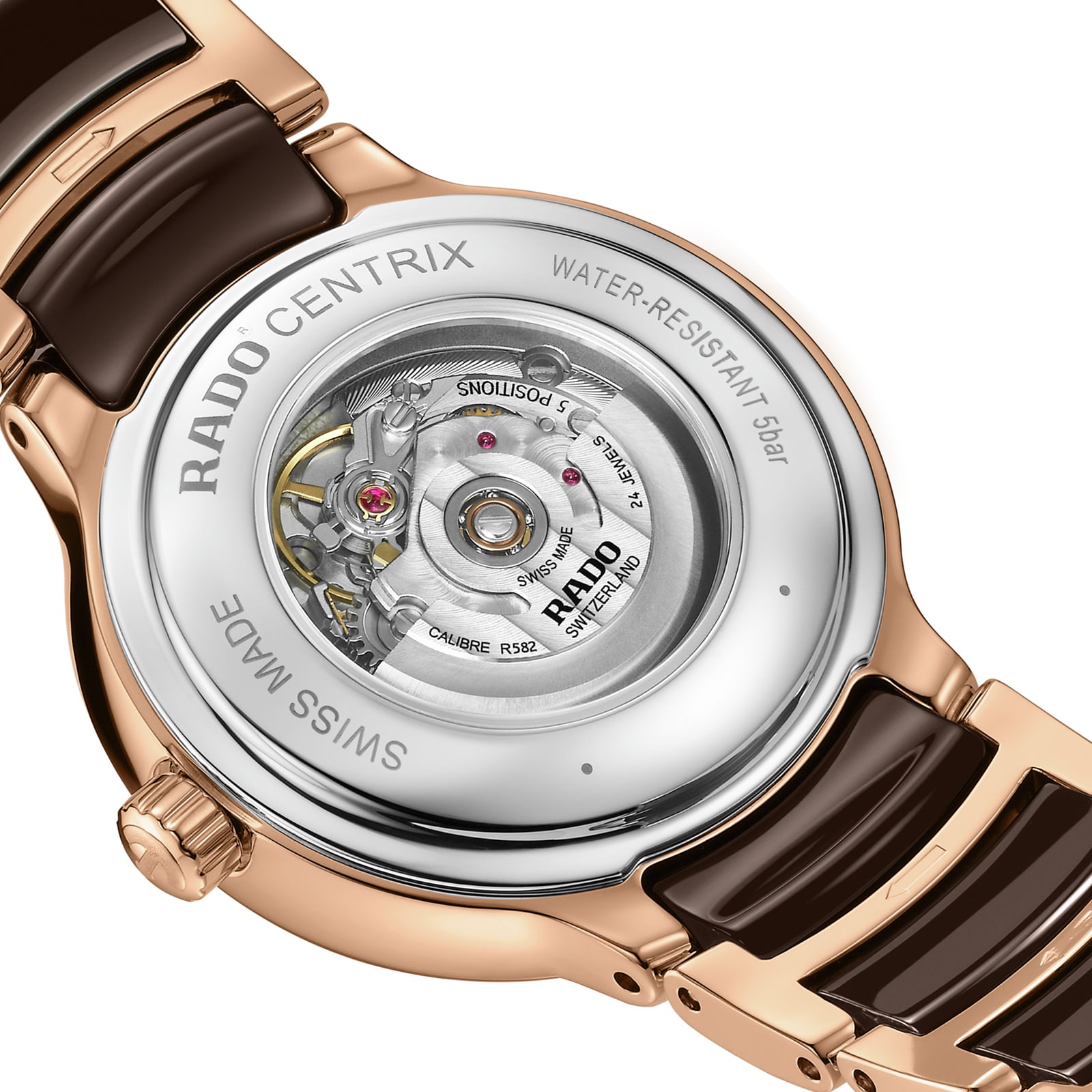 Rado Centrix Automatic Watch - Brown Dial | Stainless Steel & Rose Gold - Image 4