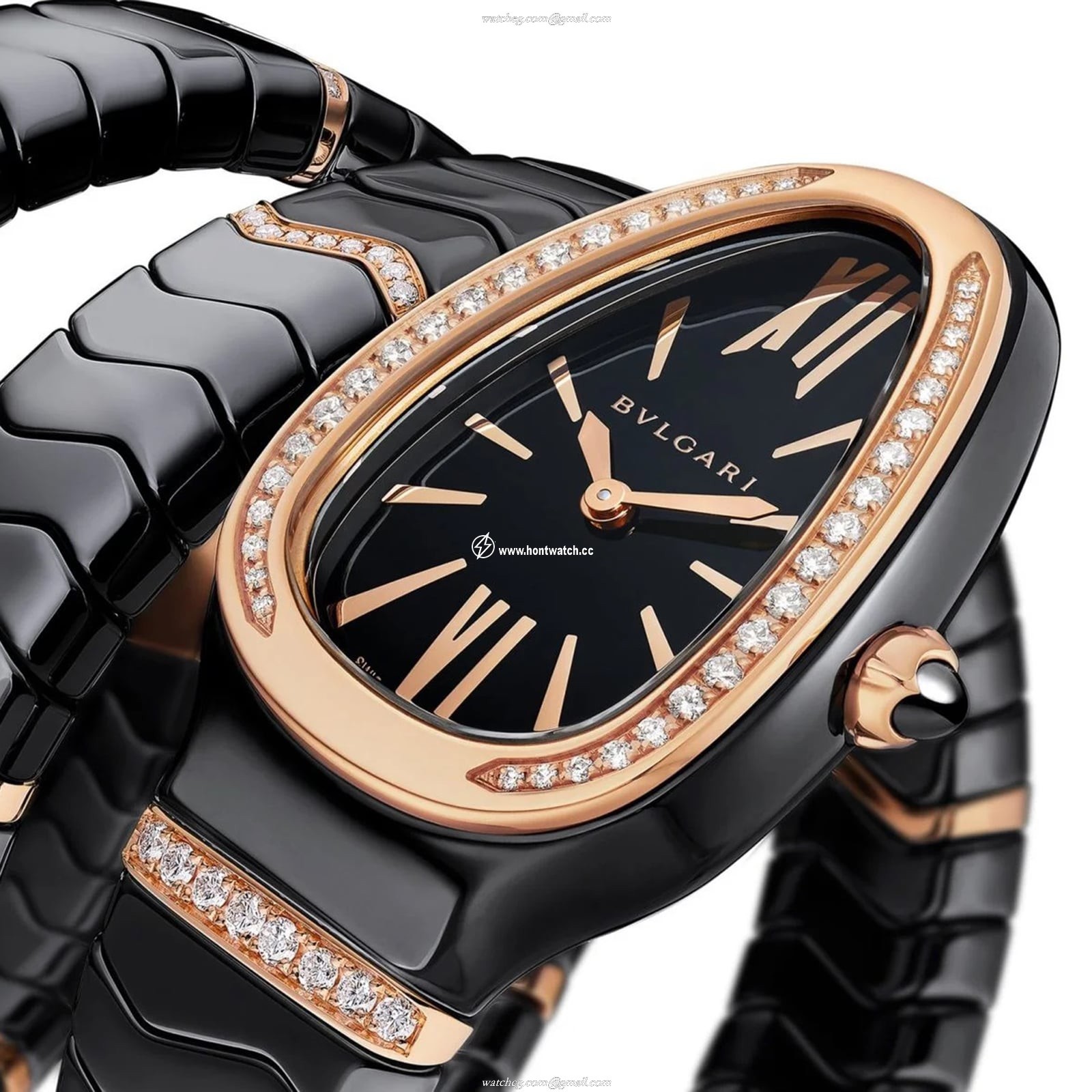 Bvlgari Serpenti 103199 Replica Watch - Ceramic & Rose Gold - Quartz Black Dial - Image 2