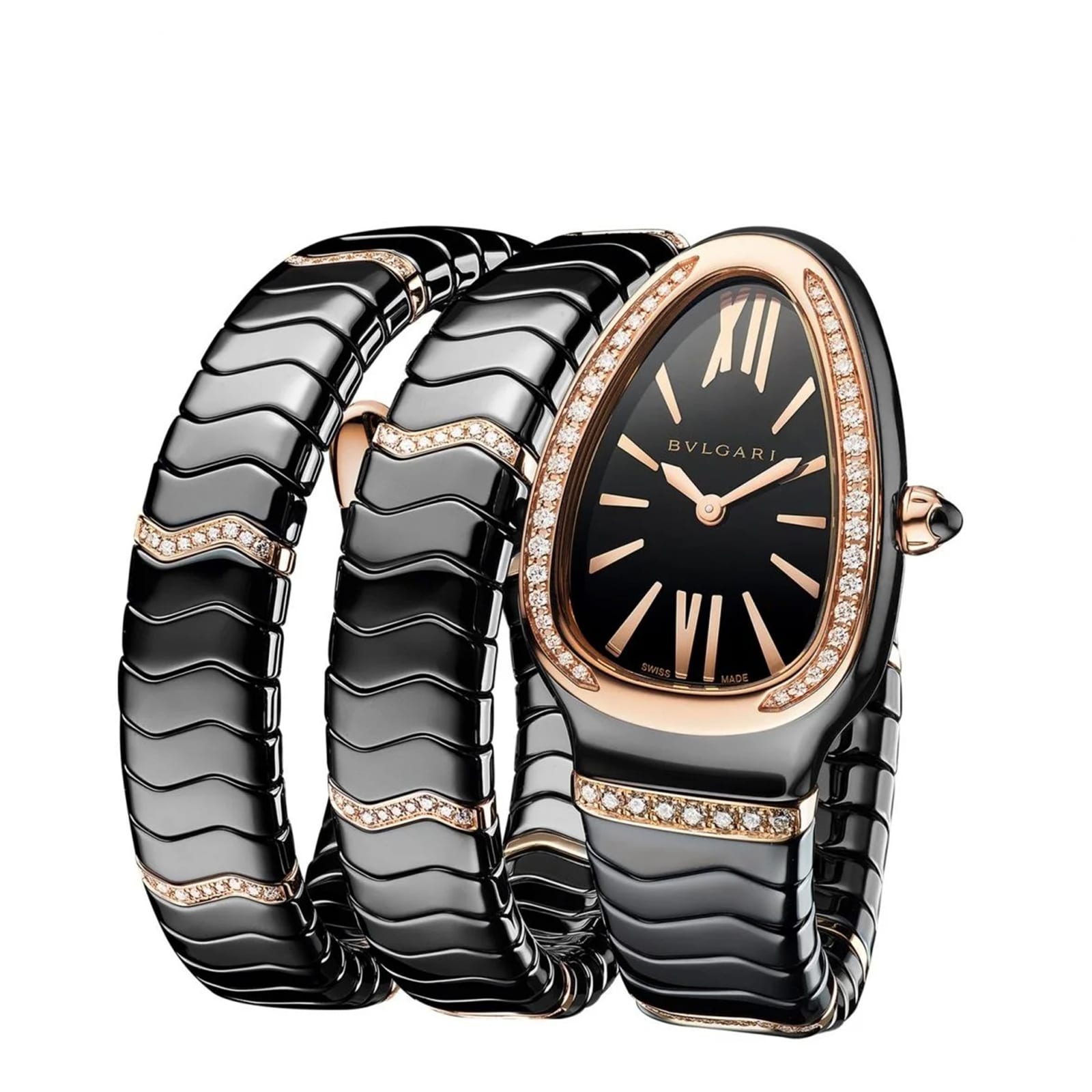 Bvlgari Serpenti 103199 Replica Watch - Ceramic & Rose Gold - Quartz Black Dial - Image 3