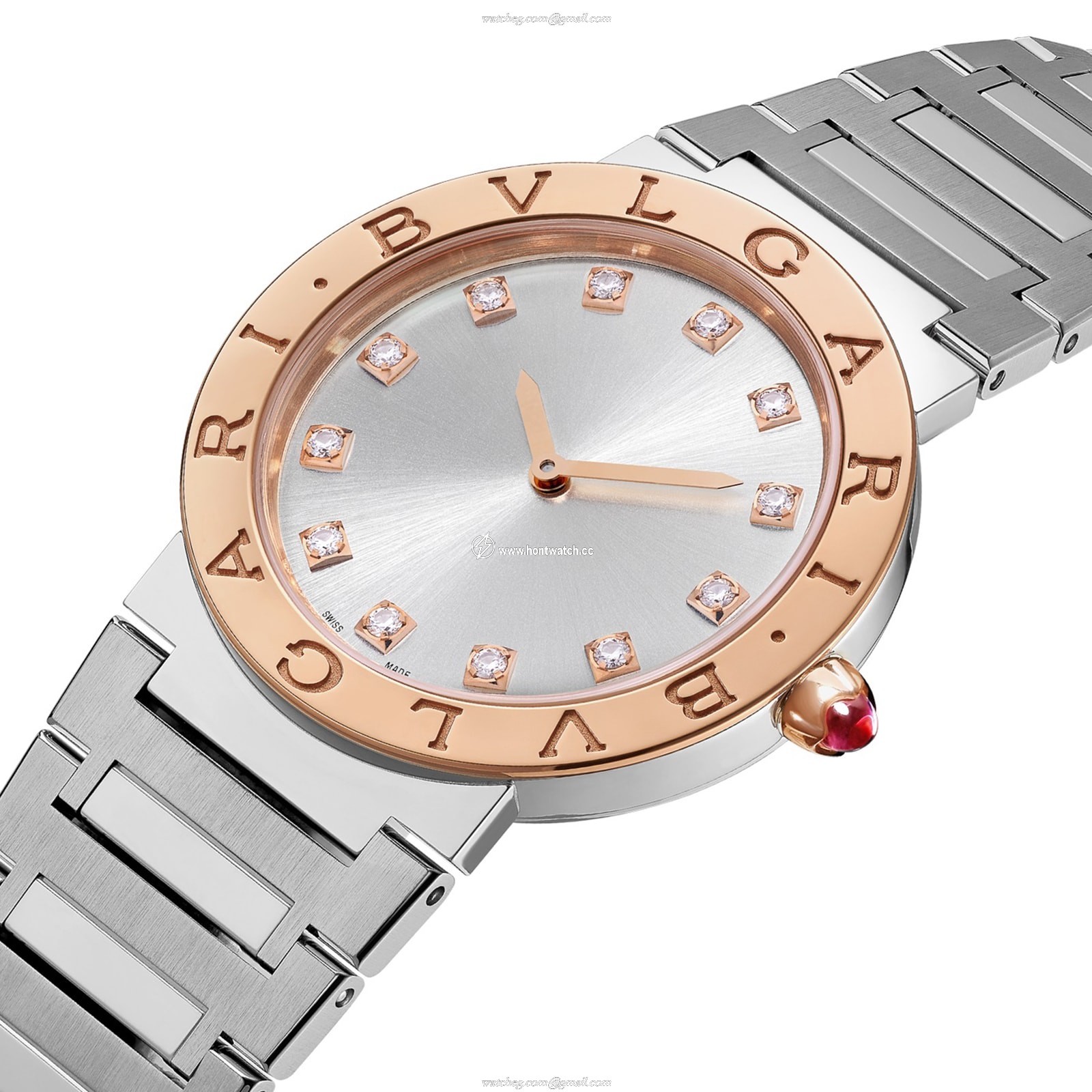 Bvlgari Bvlgari Lady 33mm Watch - Steel & Rose Gold - Grey Dial & Diamonds - Image 2