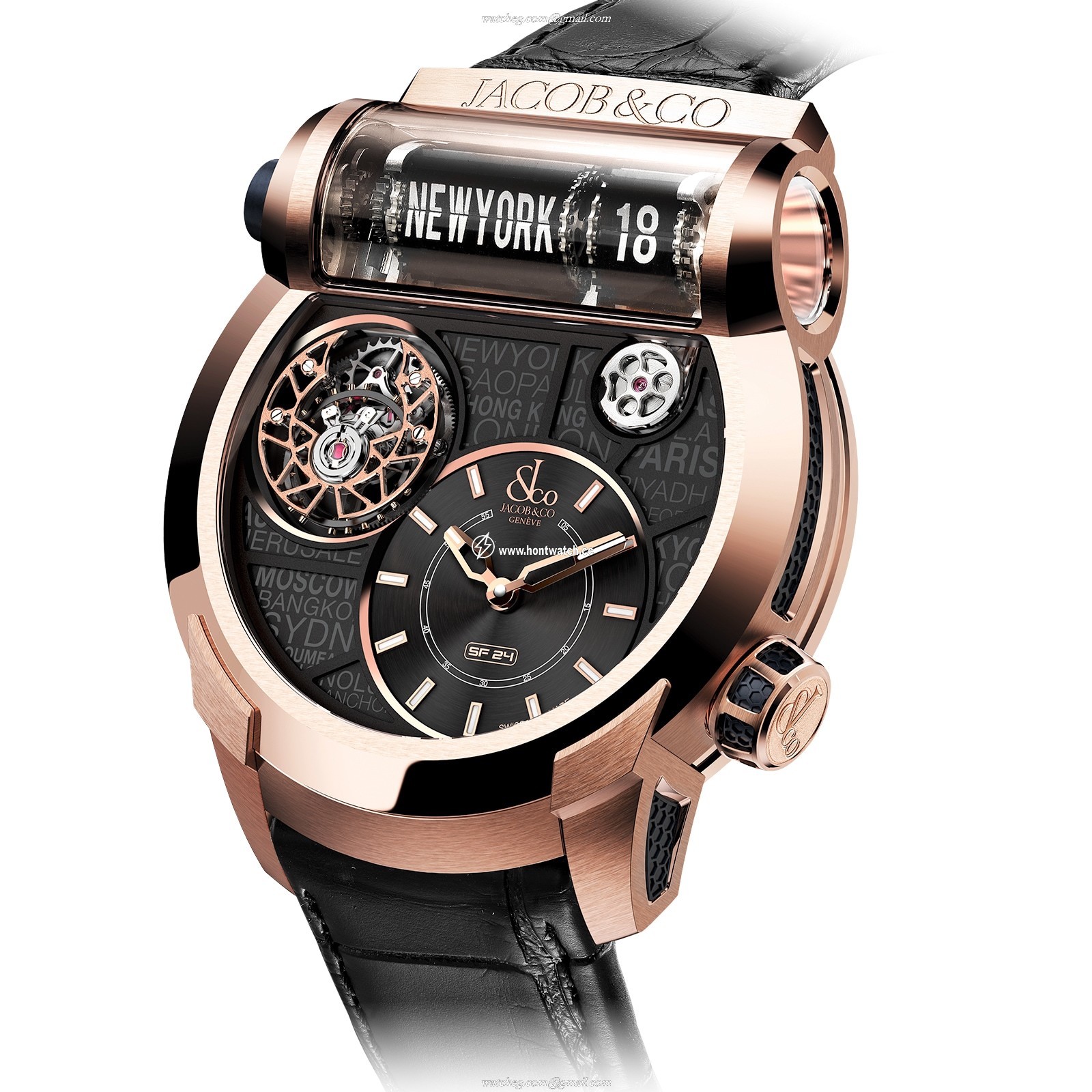 Jacob & Co Gents Collection 18ct Rose Gold Automatic Watch - 45mm Black Dial - Image 2