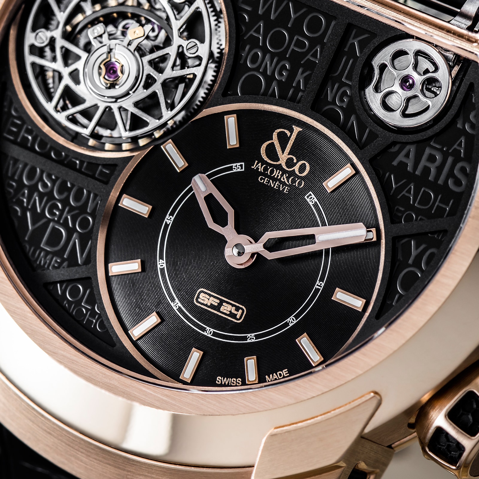 Jacob & Co Gents Collection 18ct Rose Gold Automatic Watch - 45mm Black Dial - Image 4