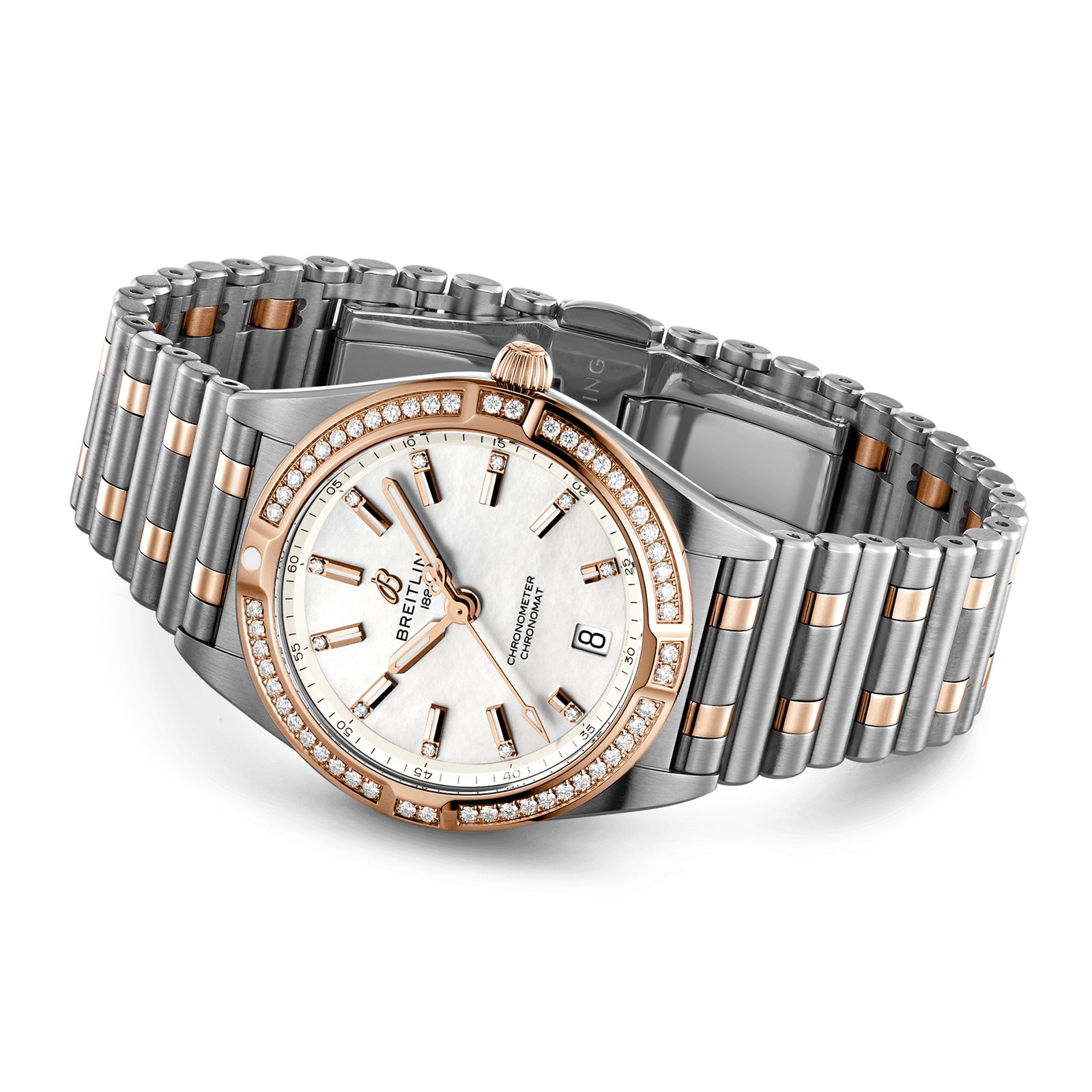 Breitling Chronomat 32mm Replica - Stainless Steel & Rose Gold - Mother of Pearl Dial - Image 3