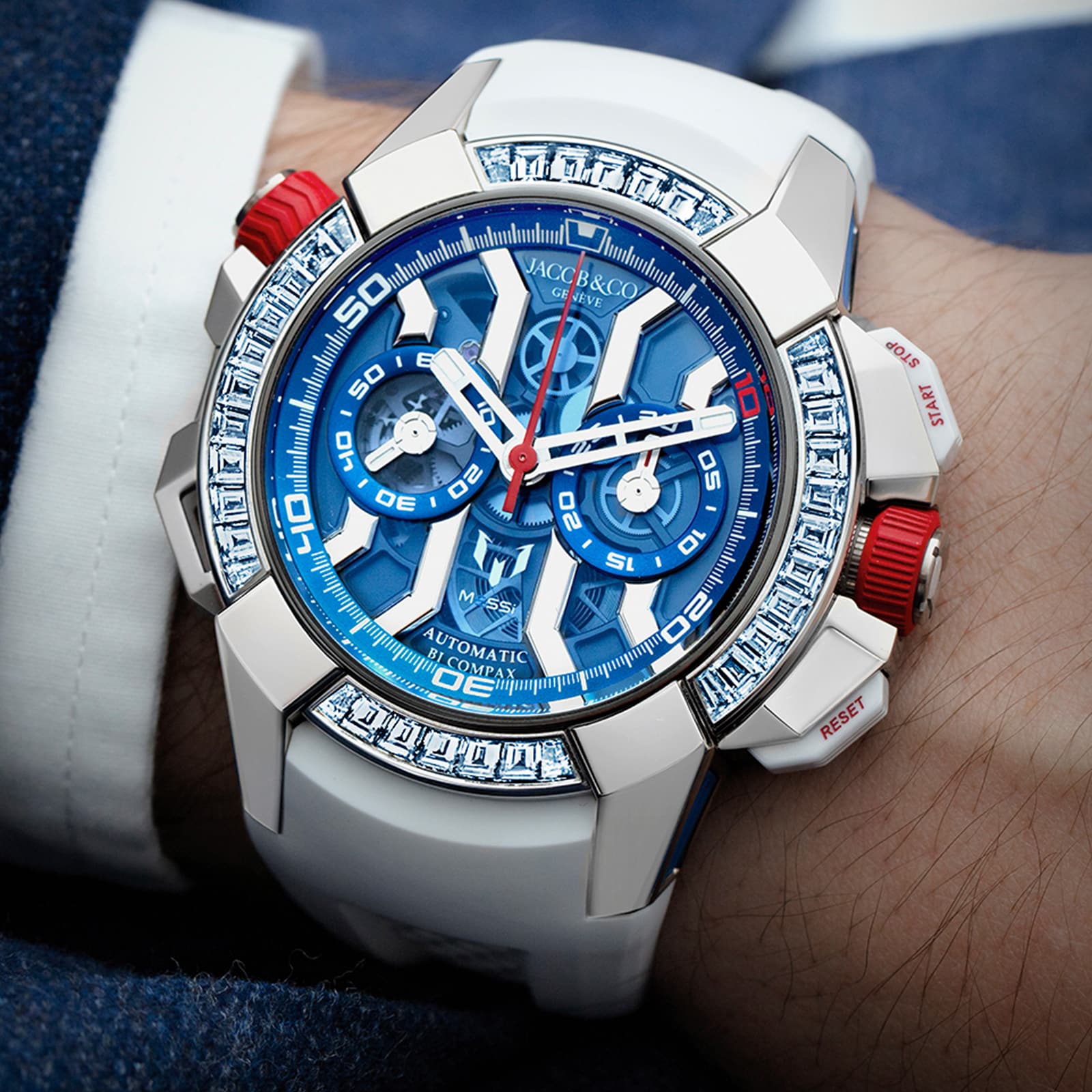 Jacob & Co Epic X Chrono Titanium & Rose Gold Automatic Blue Watch | 47mm - Image 3