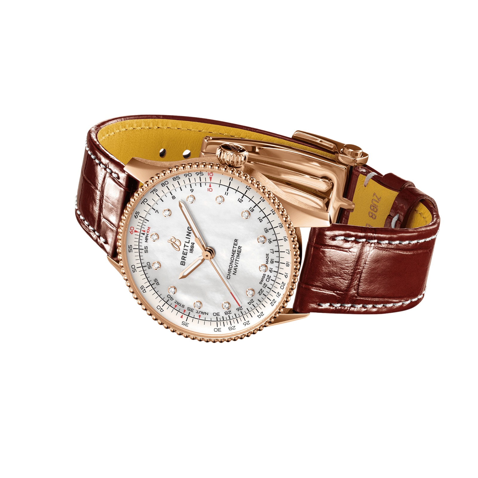 Breitling Navitimer 36mm 18ct Rose Gold Automatic Watch - White Dial - Image 4