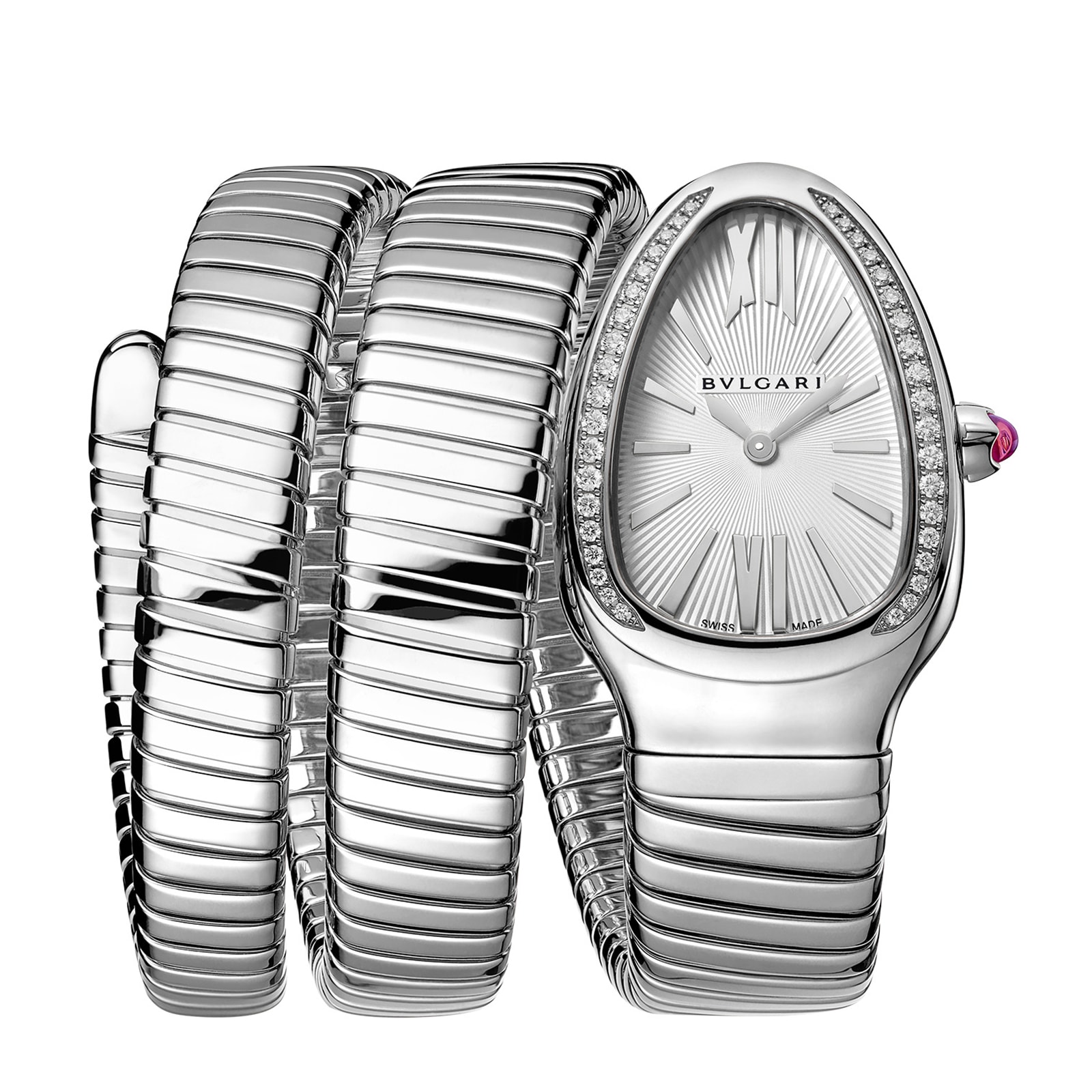Bvlgari Serpenti 101910 | 35mm Stainless Steel Quartz Watch - White Dial - Image 3