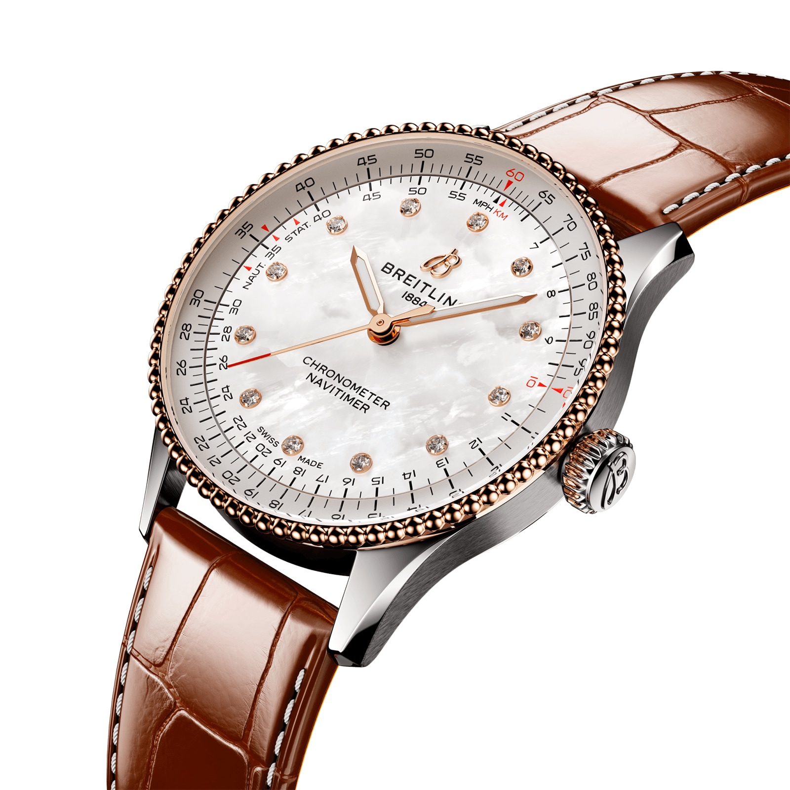Breitling Navitimer 36mm Automatic - Stainless Steel & Rose Gold - White Dial - Image 3